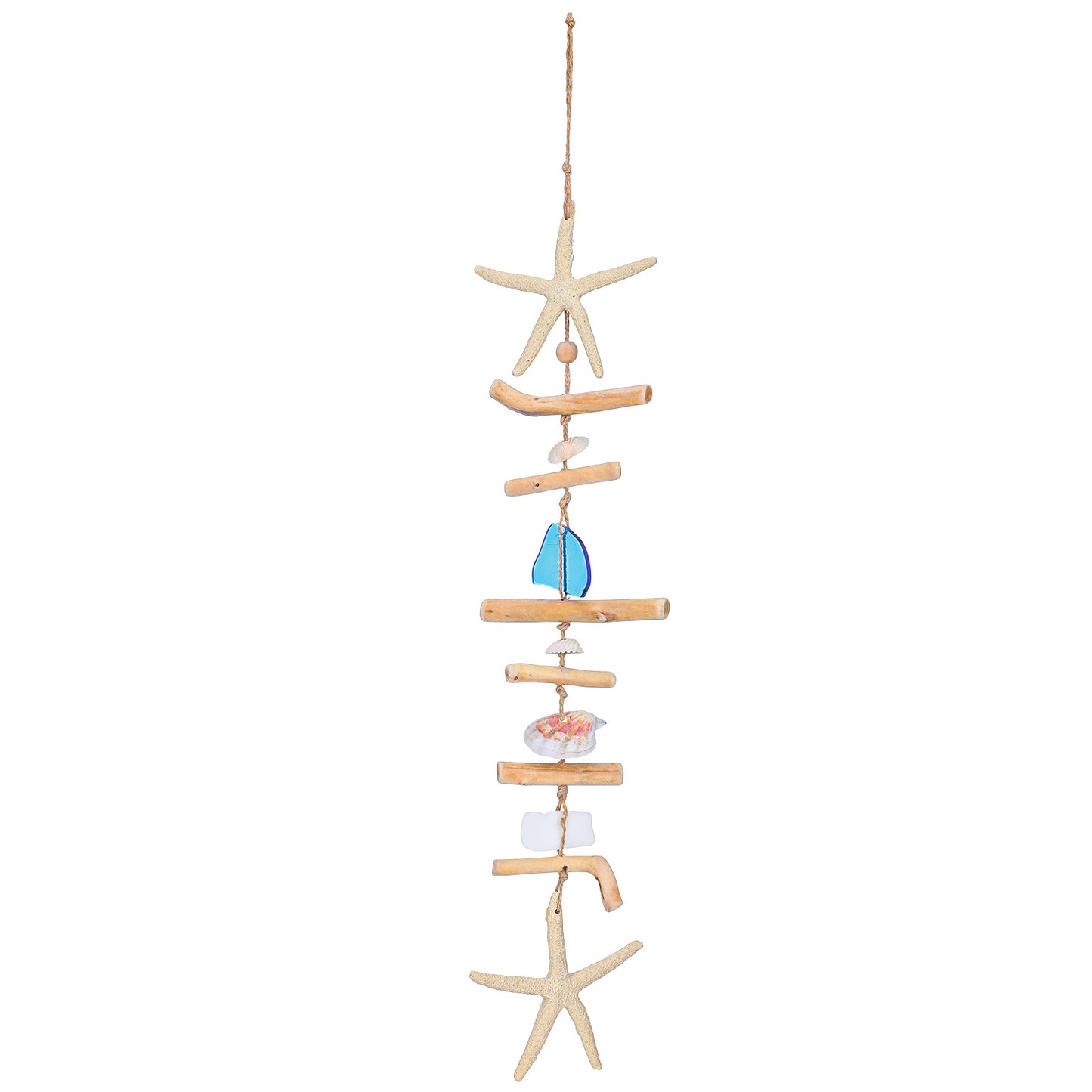 XLIUAX Wooden Driftwood Wall Decor, Starfish Sea Shells Coastal Beach Wall Art Hanging Driftwood Beach Room Decor for Living Bedroom and Dining Room