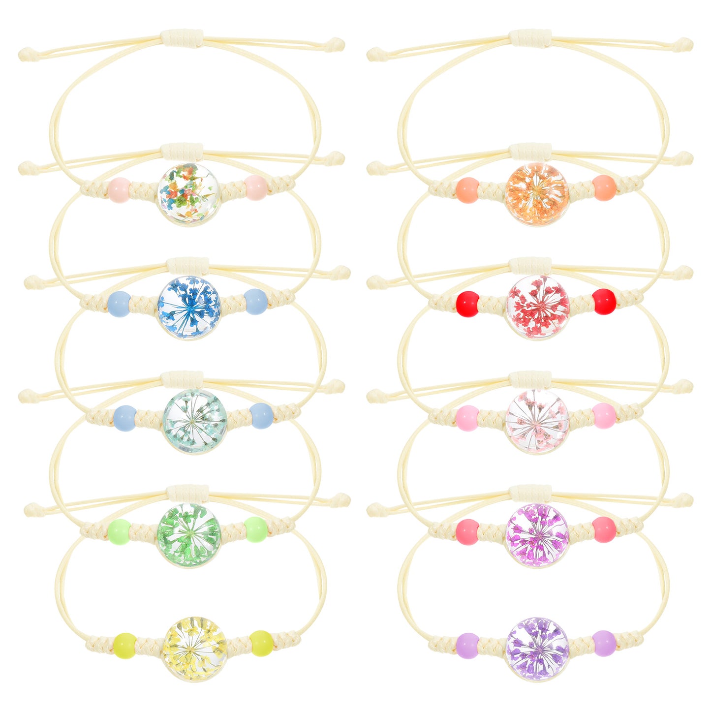 JIYIN Braided Friendship Bracelets for Girls, 10Pcs Adjustable Handmade Braided Friendship Bracelets, Colorful Flowers Tree of Life Shell Bracelet, Perfect for Women Teen Girls Birthday Party Favors