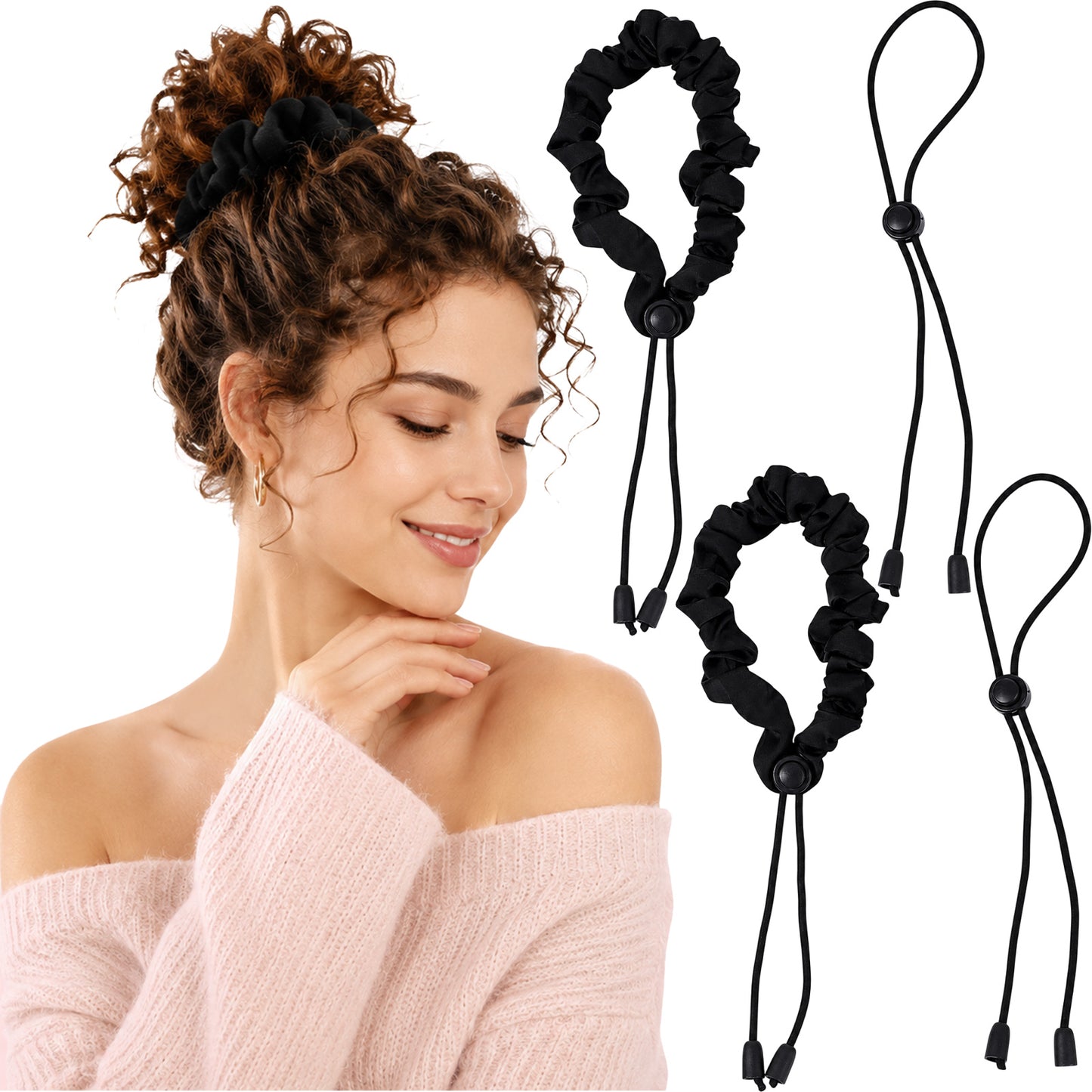 SULIKJHUI 4 Pcs Adjustable Satin Hair Ties for Women