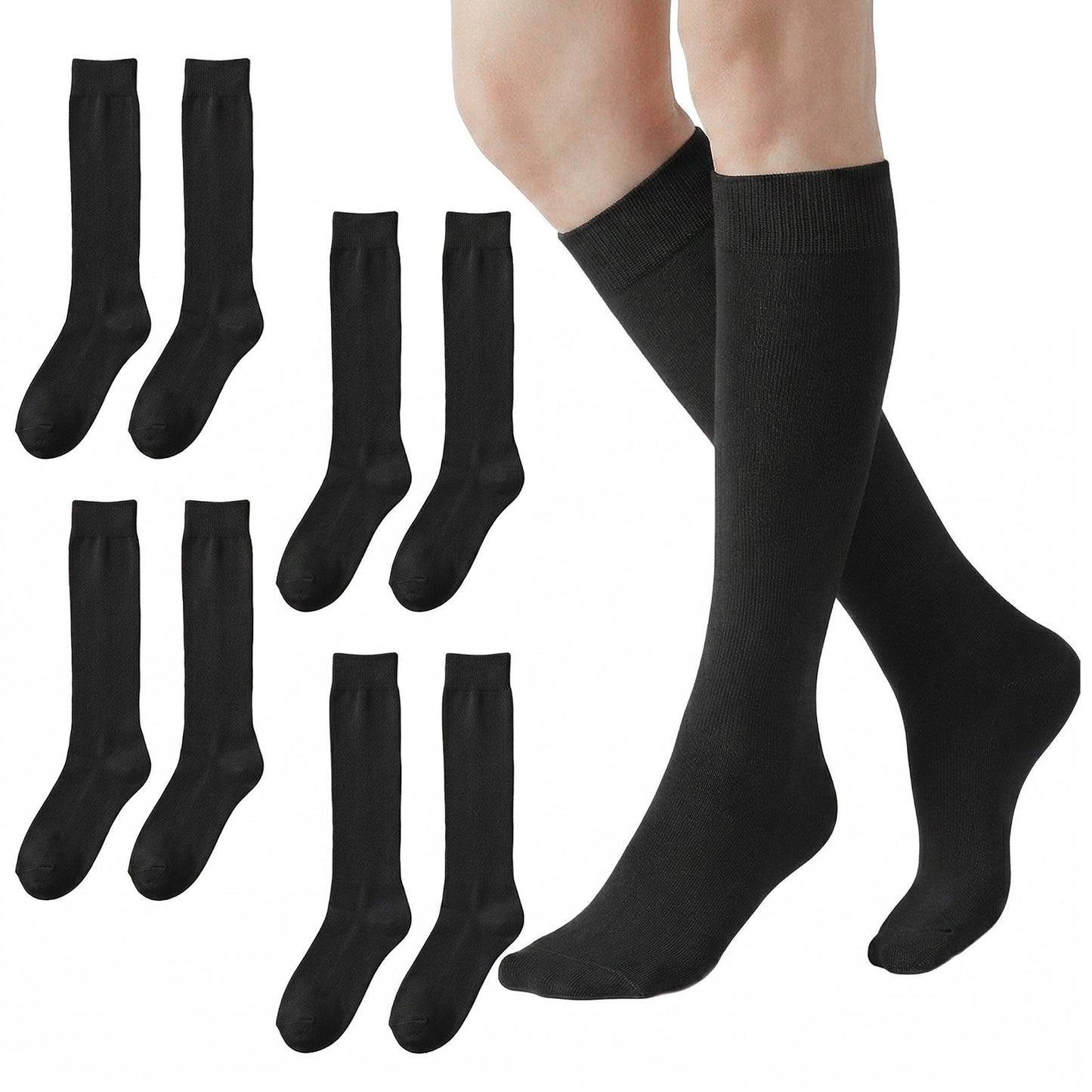 Cobee 4 Pairs Women's Knee High Socks, Soft Knee Length Socks for Women with Breathable Fabric for Women(Black)