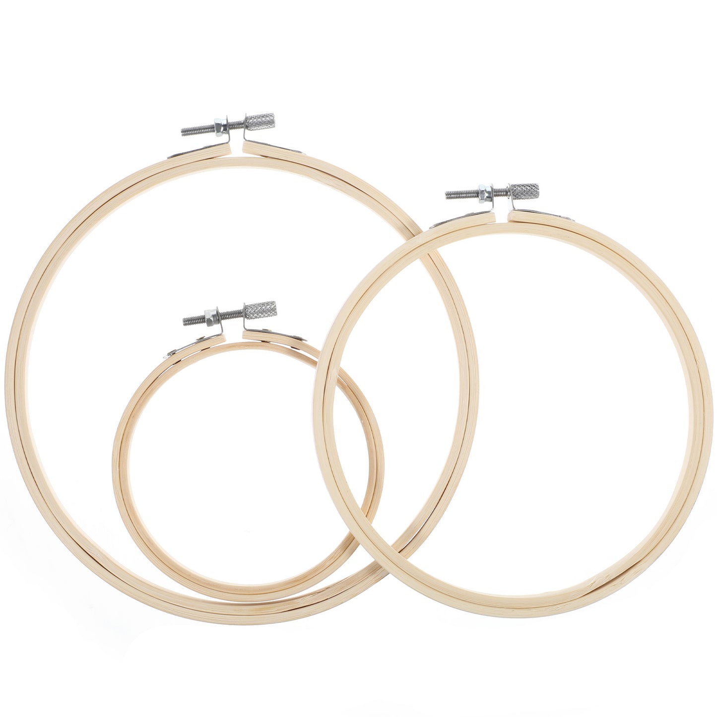 JIYIN 3 PCS Embroidery Hoops, Round Bamboo Cross Stitch Hoop Adjustable Circle Sewing Frame Wooden Embroidery Frame Small Cross Stitch Hoops for DIY Christmas Ornament Crafts Sewing(4in/6in/7in)