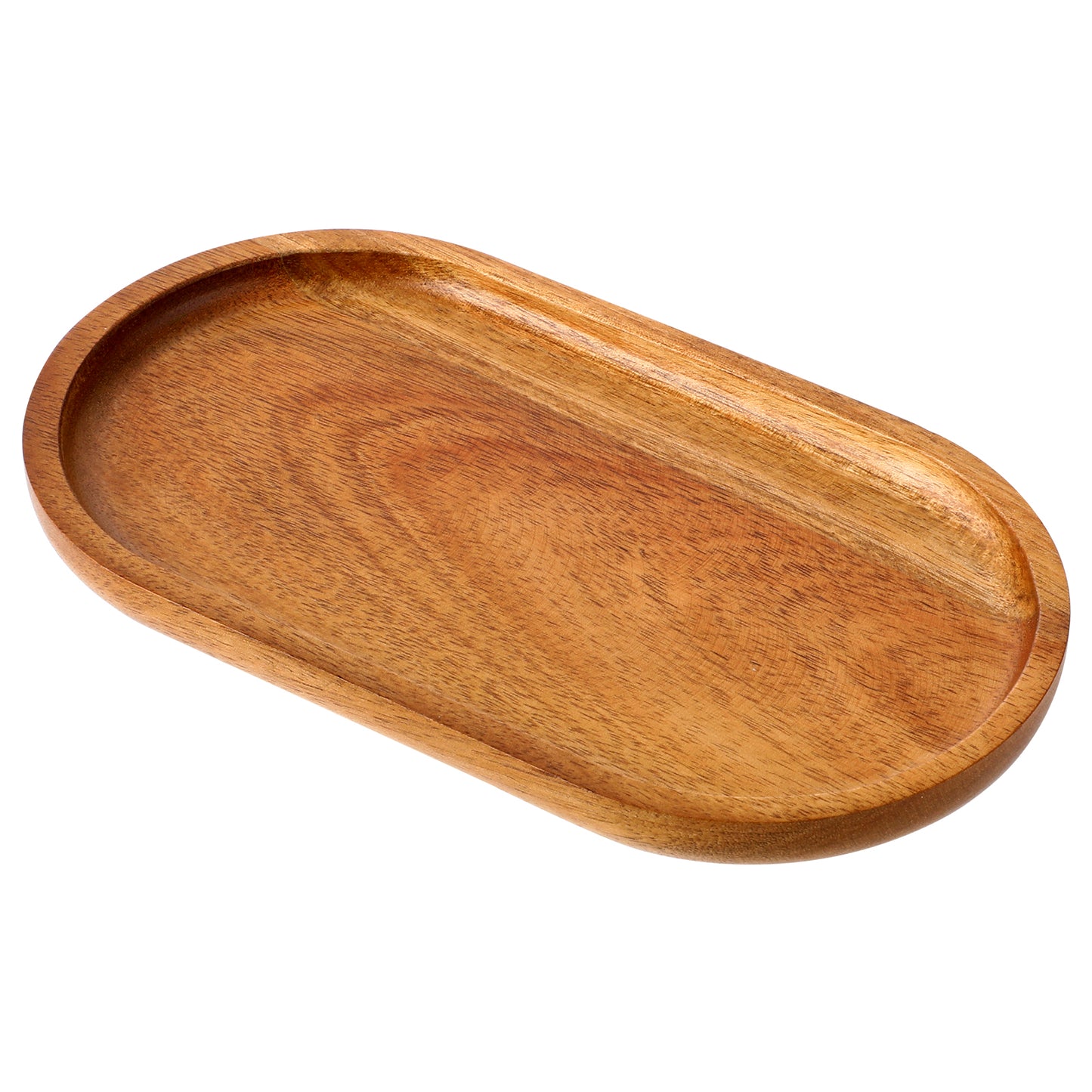 XLIUAX Small Acacia Wooden Serving Tray, Oval Natural Wood Serving Board Charcuterie Plate Bathroom Counter Tray for Party Dinner Wedding Food Fruit Snacks Appetizers, 7.48''×4.13Inch