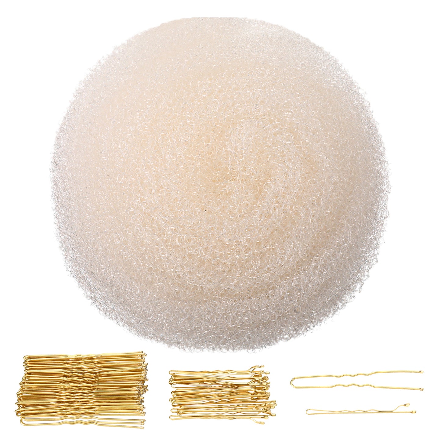 LXUEJIE Hairs Sponge for Updo & Volumes Bump Tool, Volume Bumps Insert, Hair Filler for Thin Hairs, Hair Bumps for Volume Insert Tousle Sponge with 70 Bobby Pins Salon Must-Have (Off White)