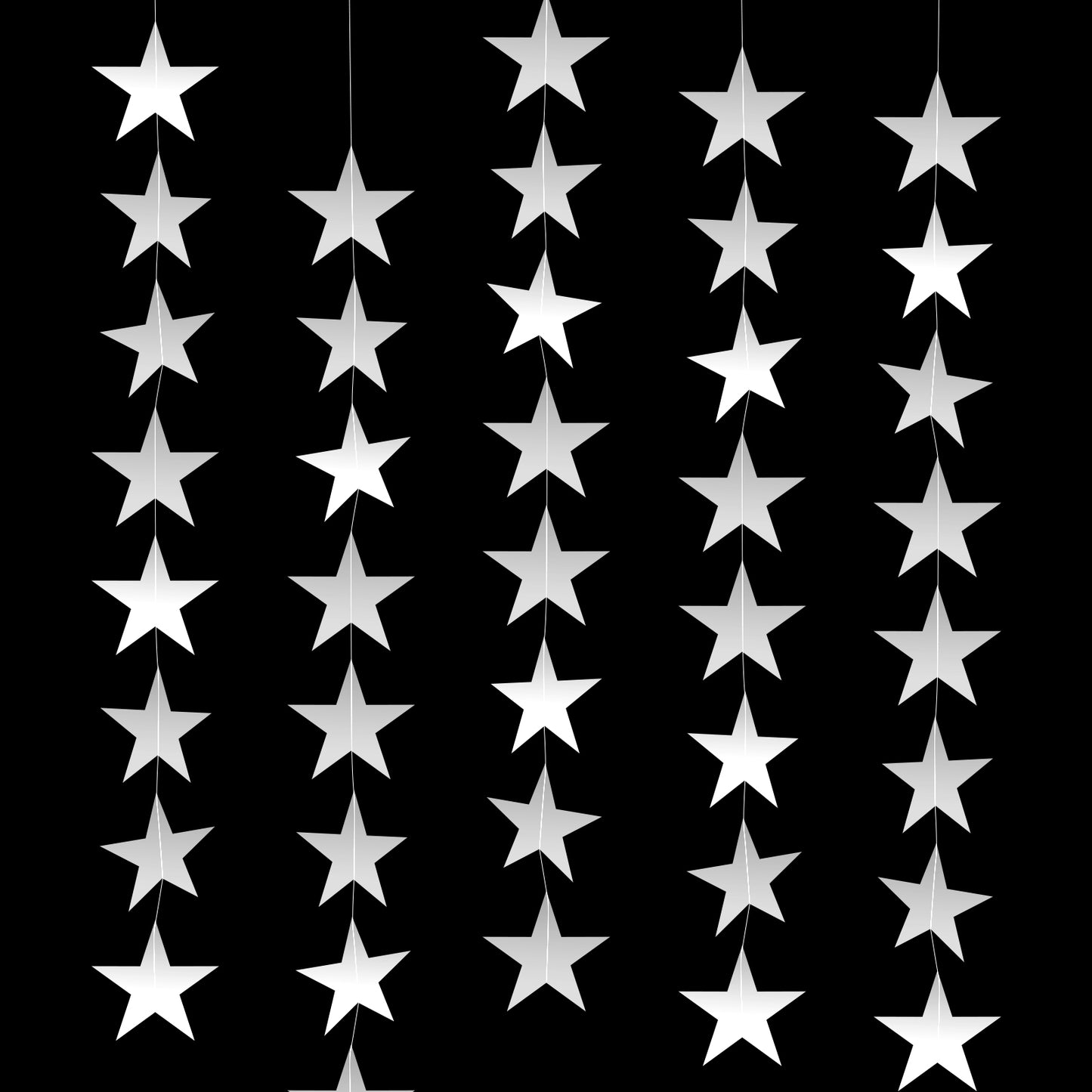 DOPENSPI 16m Glitter Silver Star Garland Banner, 4PCS Double Side Star Hanging Bunting Banner Hanging Paper Decorations Backdrop for Birthday Wedding Christmas Holiday Party(Silver)