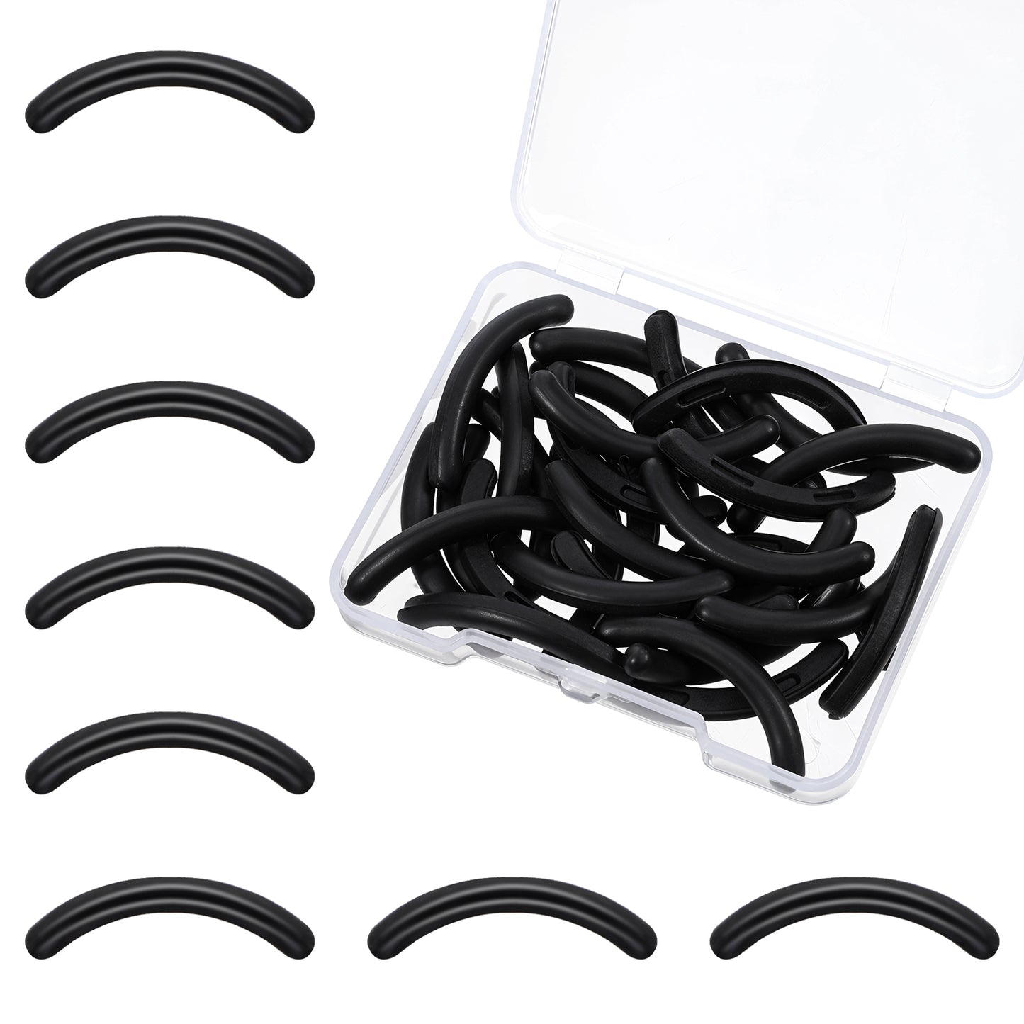 simarro 30pcs Eyelash Curler Refill Pads, Silicone Rubber Universal Eye Lash Curler Replacement Eyelash Curlers Accessories with Clear Storage Box(Black)