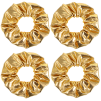 DOPENSPI 4PCS Scrunchies for Women, Sparkly Ponytail Holders Gold Hair Ties Gold Hair Scrunchies Hairband for Women Retro Theme Party Shiny HairAccessories