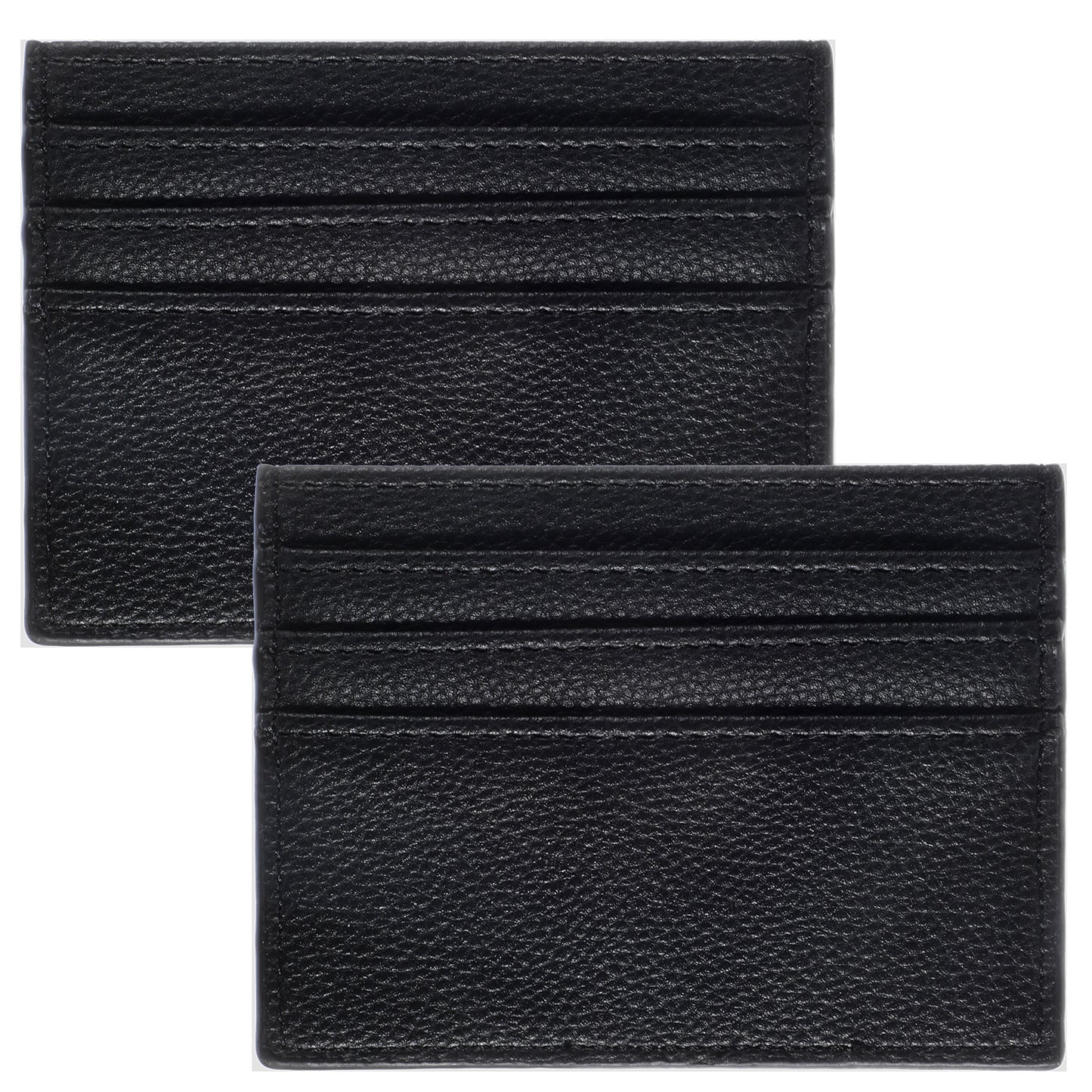 TIESOME 2Pcs Minimalist Leather Card Holder Wallet, Slim RFID Blocking Credit Card Holder with 6 Slots and 1 Pockets Ultra Thin Front Pocket Wallet for Men Women