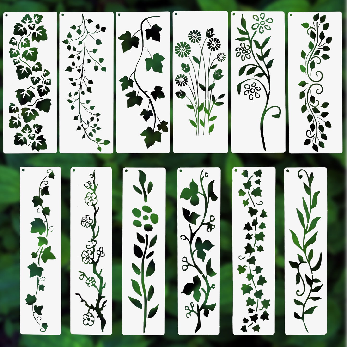 TIESOME 12Pcs Stencils for Painting on Wood, Reusable Leaves & Flower Stencil Painting Crafts Templates Drawing Stencil for Painting on Wood, Wall, Furniture, DIY Craft