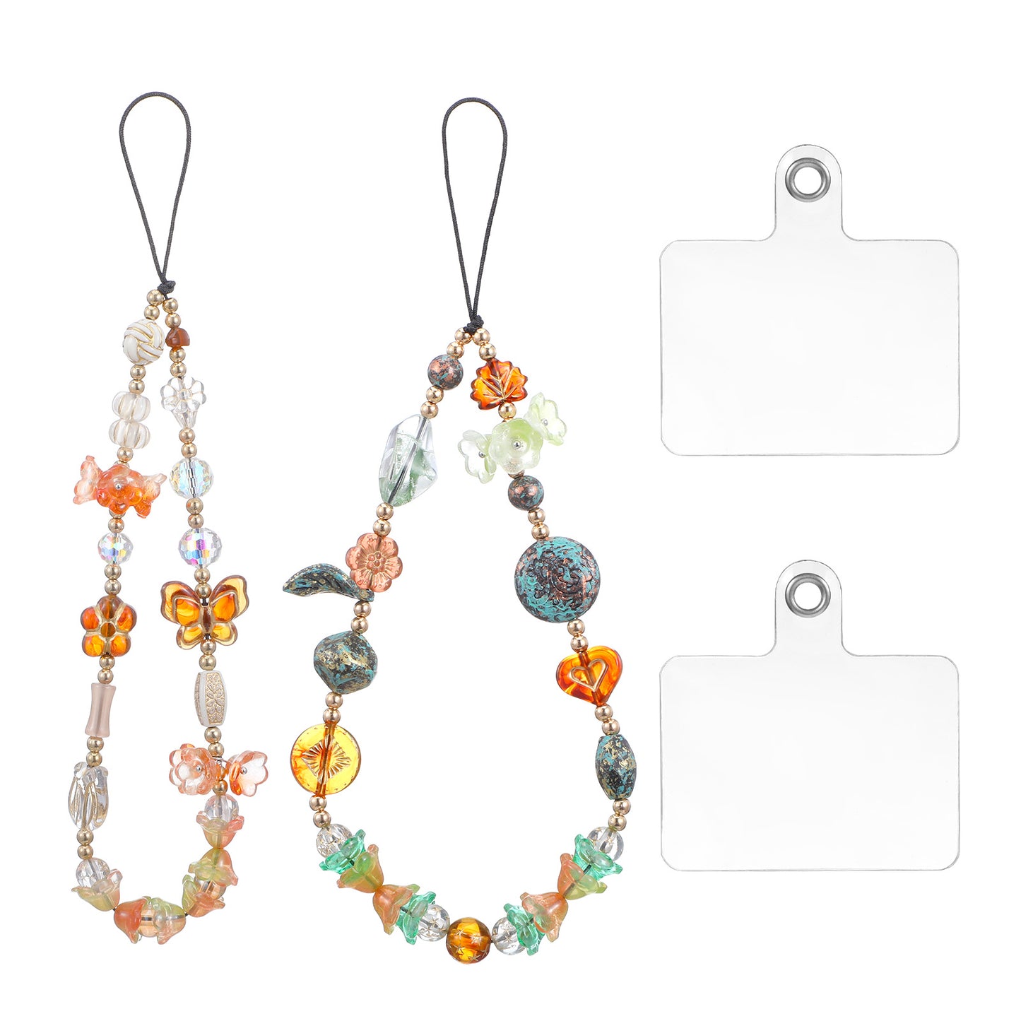 Molain Cute Beaded Phone Strap,Vintage Butterfly Flowers Aesthetic Crystal Cell Phone Lanyard Wrist Strap for Women Keychain Accessory Bag Camera Pendants