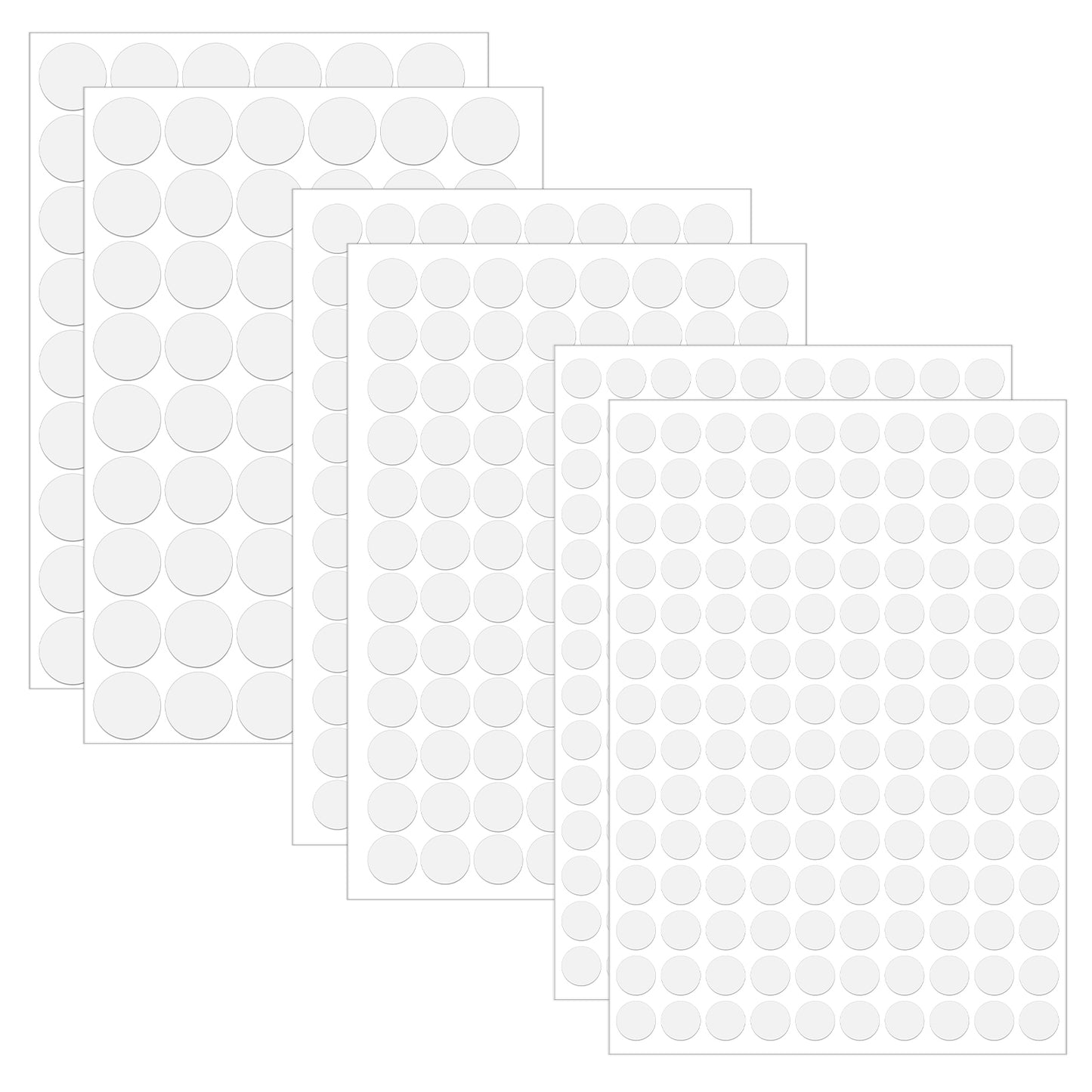 BOHUIZ 6 Sheets 580 Pcs Self-Adhesive Screw Hole Cover Stickers, 12 mm/15 mm/21 mm White Screw Covers Caps Sticker PVC Waterproof Screws Cap Covers for Wall Cabinets Bookcase Desk Furniture Repairing