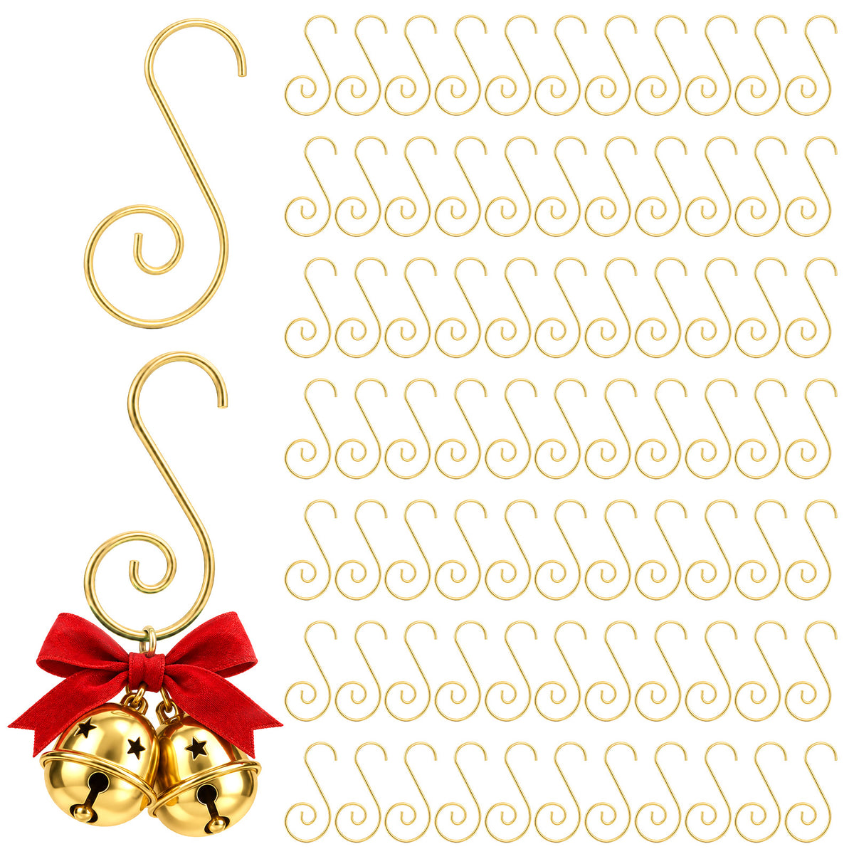 GEEHUA 100PCS Christmas Ornament Hooks, Stainless Steel S Hooks Gold
