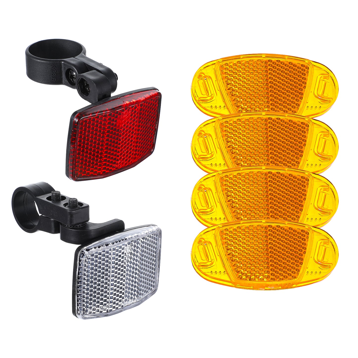 Yuanchu 6Pcs Bicycle Reflectors Front and Rear Kit, Bike Wheel Spoke Reflectors Set Mountain Bike Light Safety Warning Reflector Accessories for Night Cycling Handlebar Seatpost
