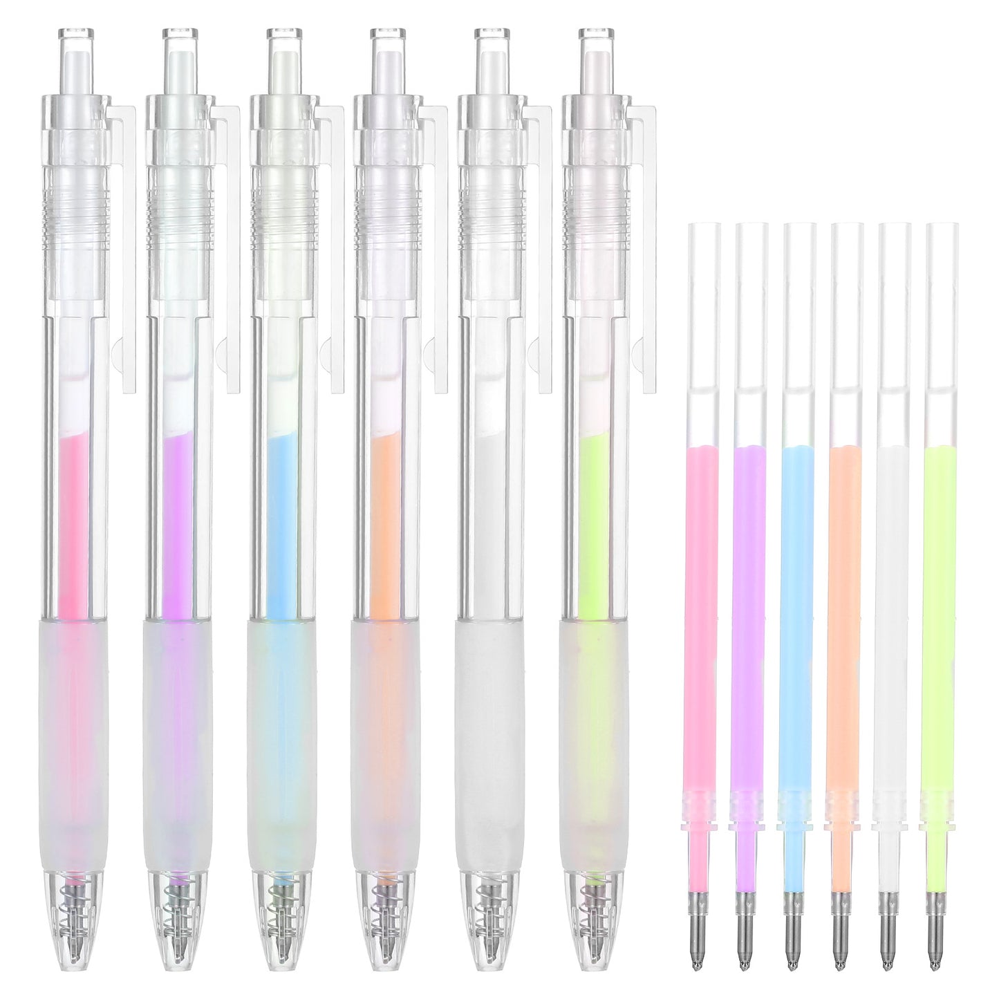 JIEYAO 6Pcs Fine Tip Glue Pens with 6 Refills, Quick Dry Roller Glue Pens Apply Glue Like Writing Easy Control Ballpoint Precision Glue Pens for Scrapbooking Card Making Calligraphy Craft(Multicolor)
