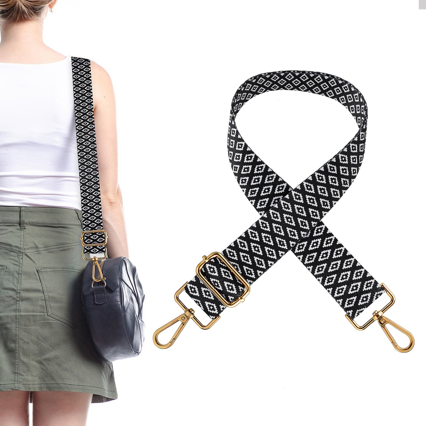 Molain Wide Shoulder Strap, Purse Strap Adjustable Replacement Shoulder Crossbody Strap Handbag Strap Handbag Leopard Crossbody Bag 1.5 inch Width (Black)