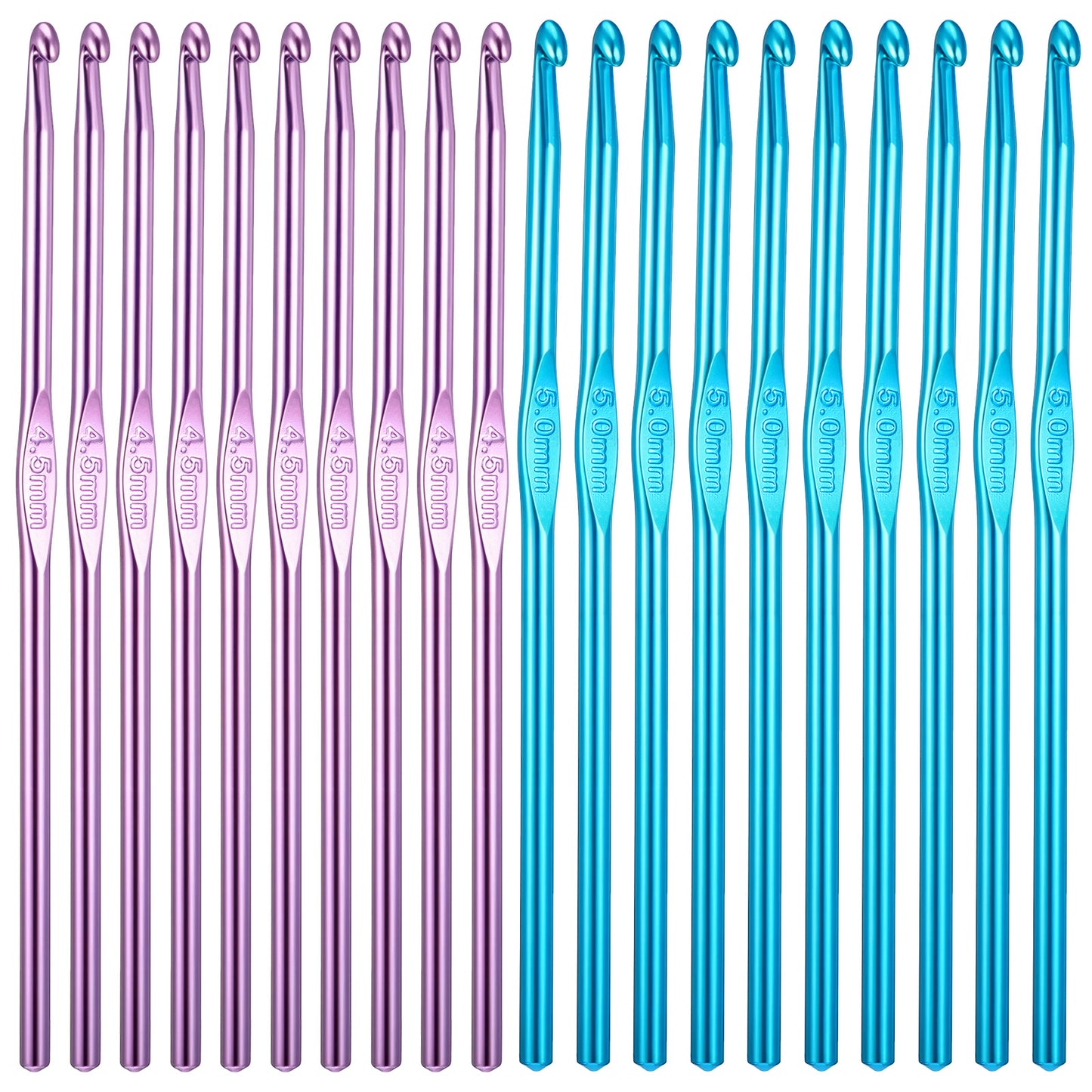 YUXMU 20 Pcs 5mm Crochet Hook, Aluminum Ergonomic Handle Crochet Needles Crochet Supplies for DIY Yarn Crafts Beginners