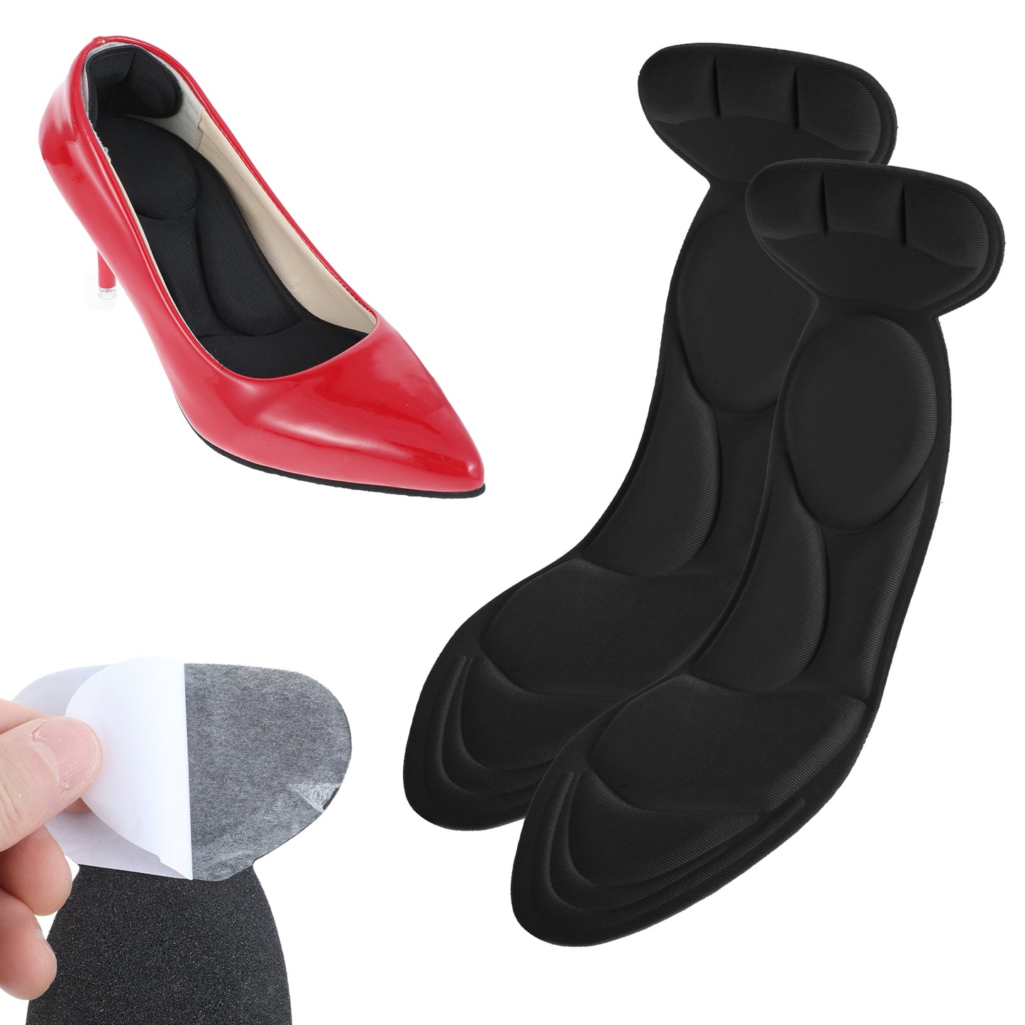 DOPENSPI 1 Pair High Heel Shoe Insoles for Women, Breathable Non-Slip High Heel Inserts Shearable Heels Cushions(Black)
