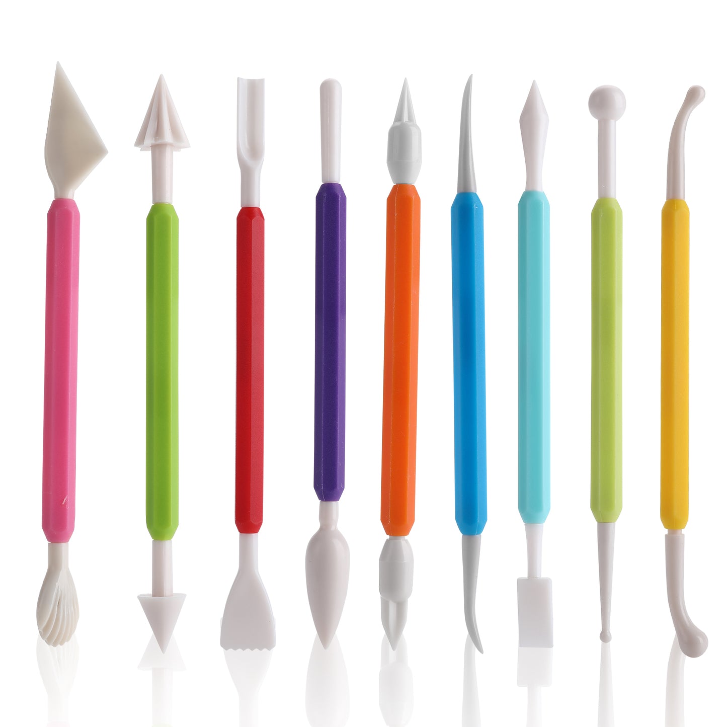 Molain Clay Sculpting Tools, 9 Pieces Plastic Modeling Clay Tools for Kids Double-Head Plastic Ceramic Pottery Tool Kit