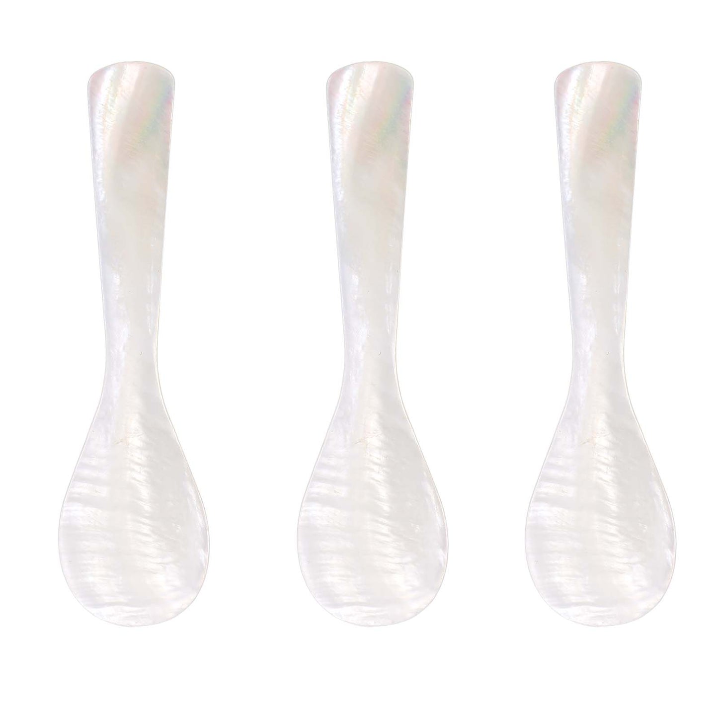 HJZHII 3pcs Caviar Spoons, Mother of Pearl Shell Spoon with Hand Craft Round Handle for Ice Cream, Egg, Coffee, Salt, Sugar, Cake, Restaurant Serving, 3.54 Inch