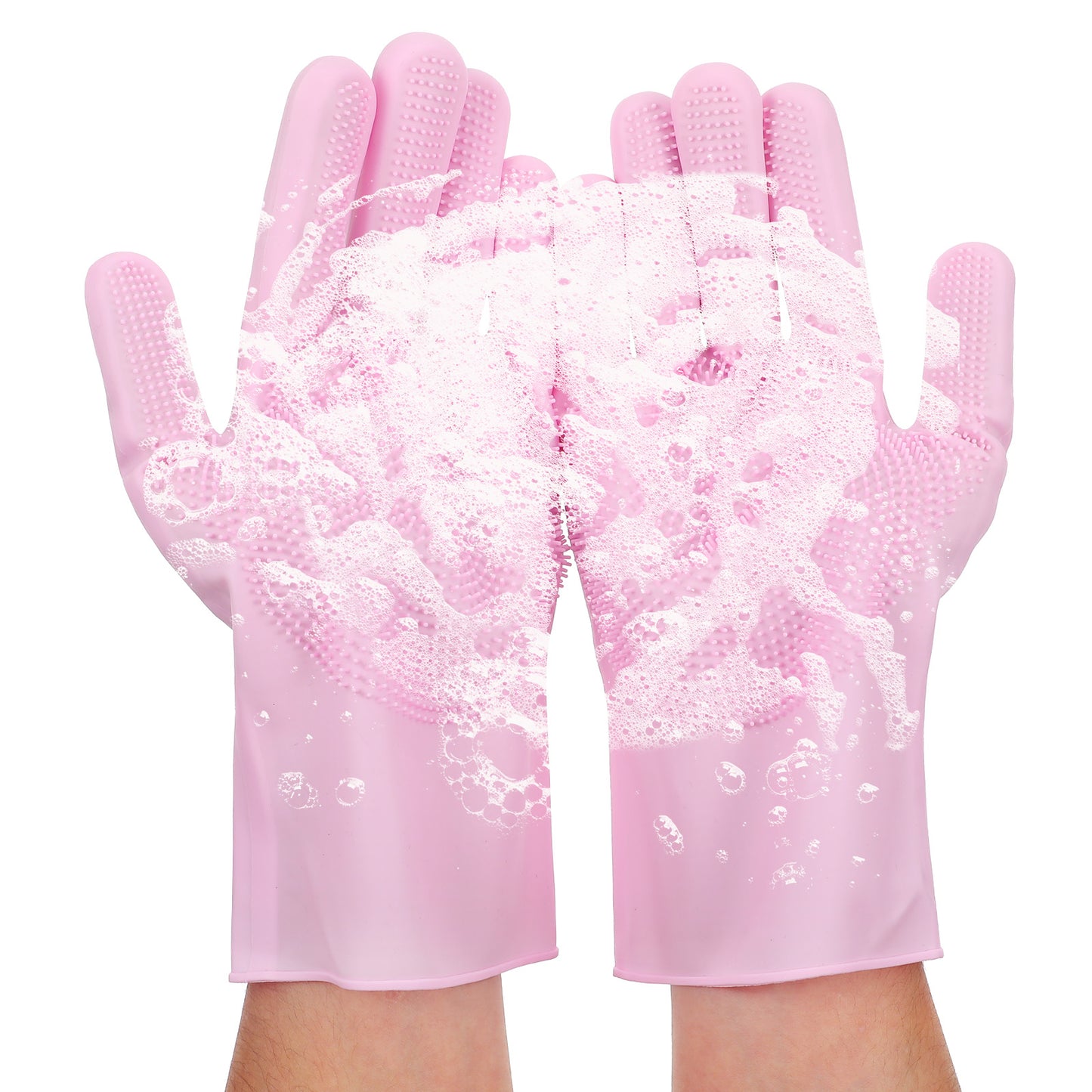 XLIUAX 1 Pairs Cat Bathing Gloves, Dog Bath Supplies Pet Grooming Gloves Cat Bathing Supplies Pink Rubber Glove with High-Density Teeth for Pets Massaging Hair Remover Cleaning Body Bath