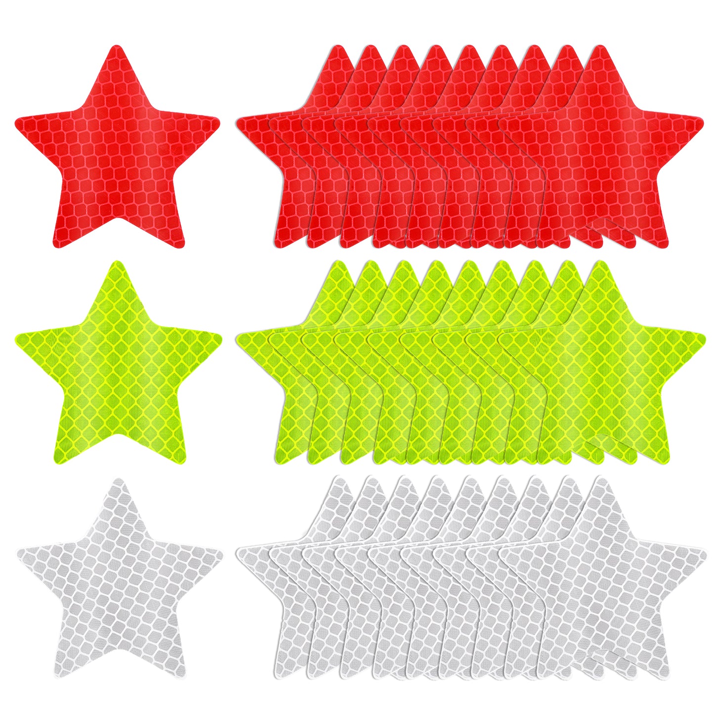 Molain 30Pcs Warning Reflective Stickers, 3 Colors Safety Reflective Sticker Night Visibility Waterproof Reflector Sticker Reflective Tape Sticker for Vehicle, Bicycles, Motorcycles, Clothing(Star)