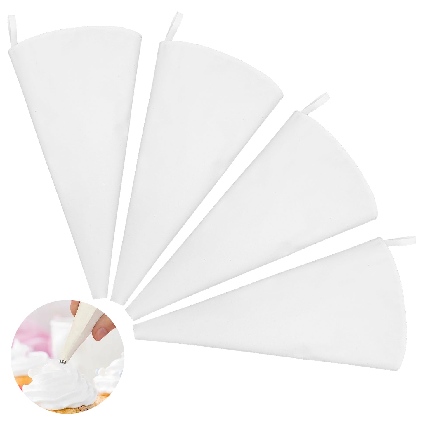 AOZUO 4Pcs Cotton Cloth Piping Bags, Reusable Icing Bags Anti Burst Cake Decorating Bags 12 inch Pastry Cake Piping Bags for Cake Cupcakes Cookies Frosting