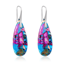 WJIAAA Boho Earrings for Women, 2pcs Natural Stone Drop Earrings, 3.5x1.5cm Waterdrop Stone with 5cm Length, Colorful Lightweight