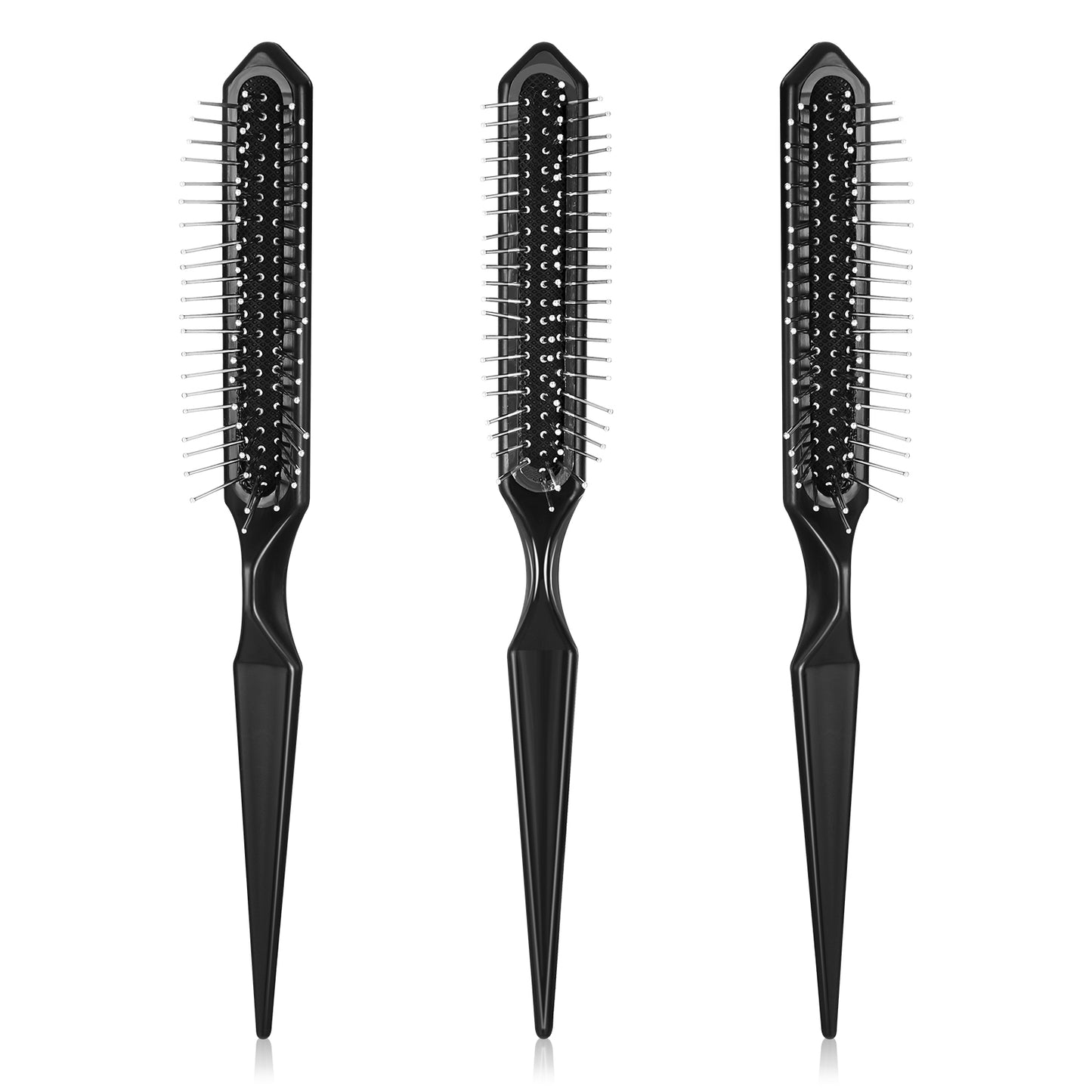 Giantree 3Pcs Wig Brush, Wig Brushes for Synthetic Hair, Stainless Steel 3 Row Wig Wire Brush Black Edge Brush, Curl Defining Brush Travel Size for Synthetic Wigs Detangling, Barber, Beginner(3Pcs)