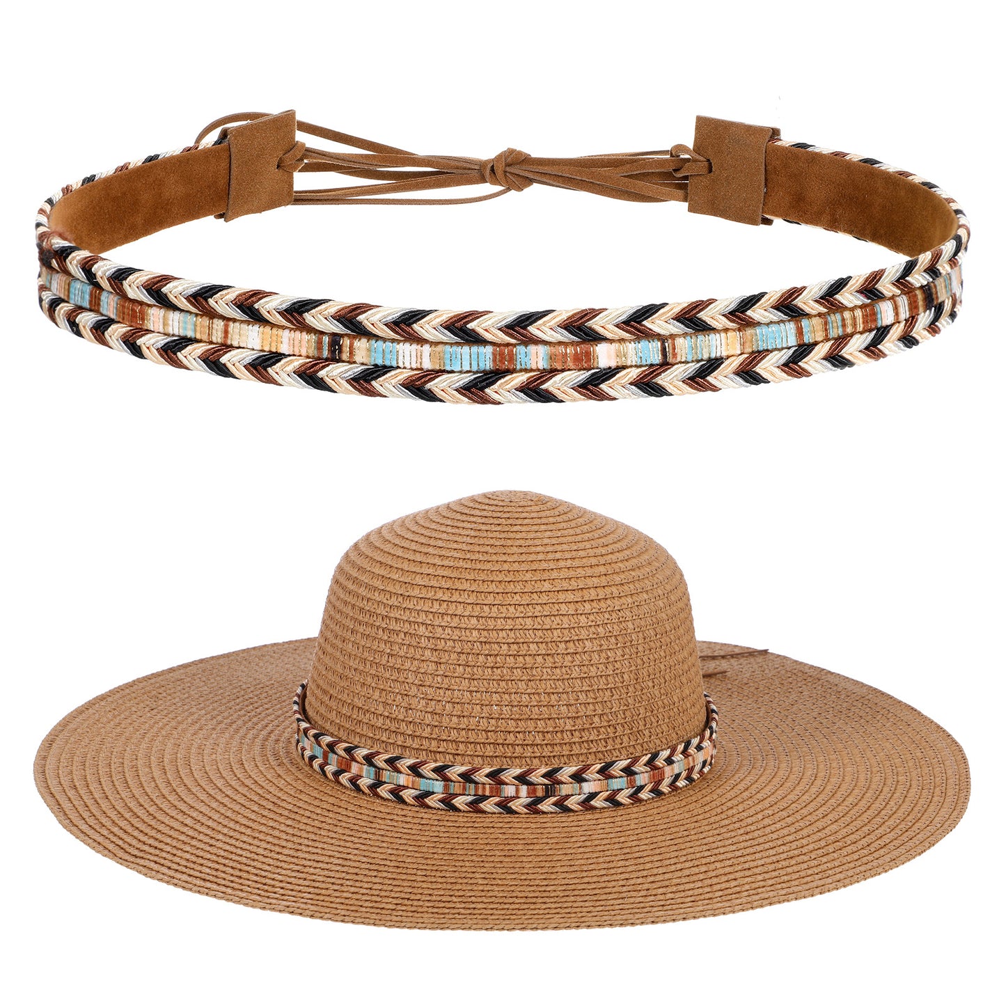 MBAIYO Adjustable Hat Band for Women, 51 x 0.98 Inch Hat Band for Cowboy Fedora Panama Hats Western Hats Belt for Women Men