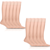 Yuanchu 10 Pairs Knee High Stockings for Women, 18 Denier Sheer Socks with Reinforced Toe Trouser Socks One Size(Skin)