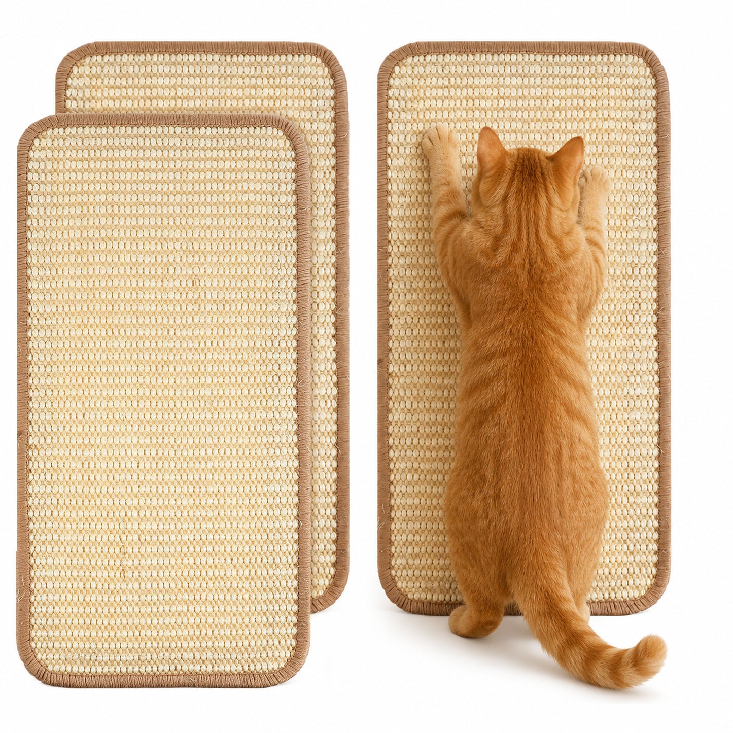 HJZHII 3Pcs Natural Sisal Cat Scratcher Mat, 40x20cm Cat Scratch Mats nti Slip Scratching Pad Horizontal Cat Floor Scratching Pad Rug, Protect Carpets, Sofas, and Furniture