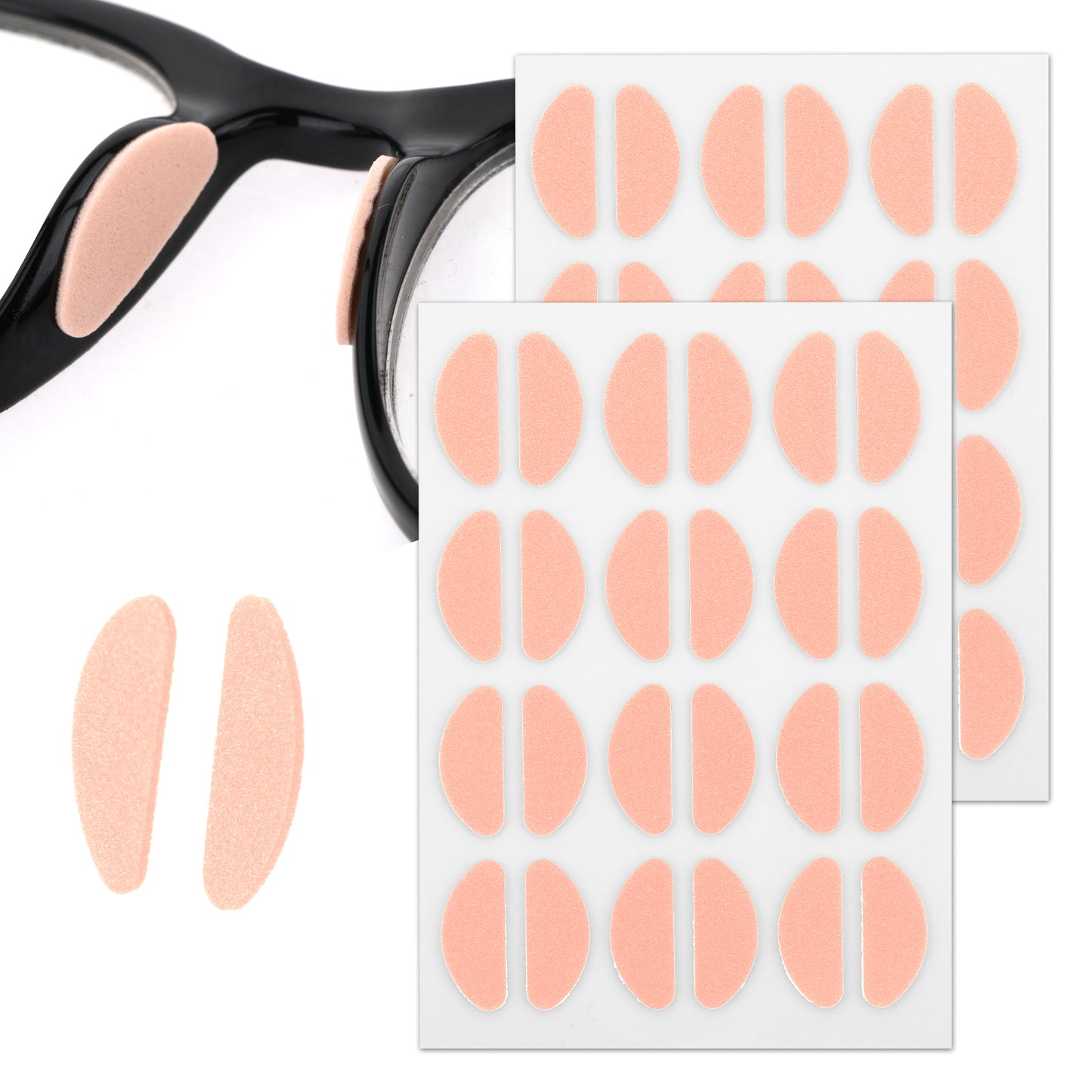 Bewudy 24 Pairs of Eyeglass Nose Pads, 1.5MM Soft Silicone Adhesive Air Chamber Glasses Nose Pads, Adhesive Slip Glasses Nose Grips with Air Bag for Sunglasses Eyeglasses Reading Glasses (Skin Color)