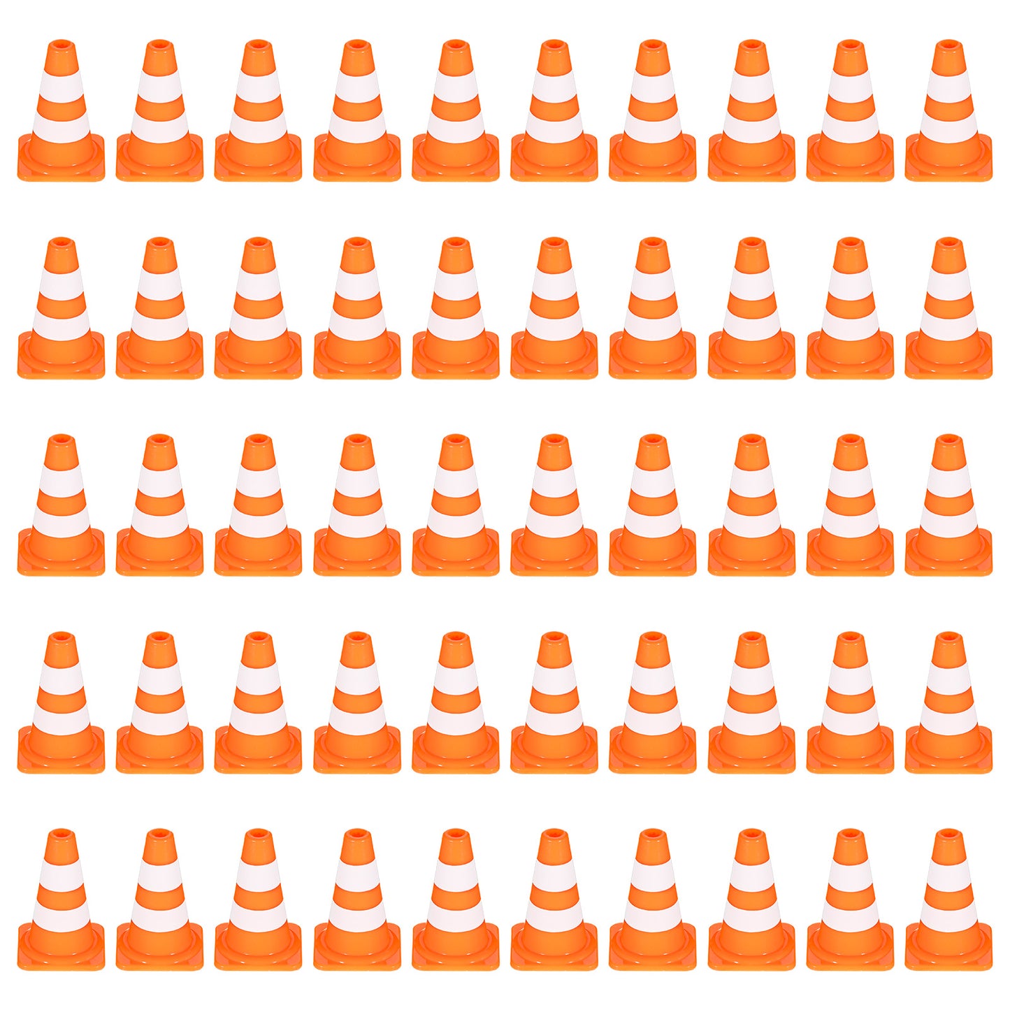 BOHUIZ 50Pcs Mini Traffic Cones, Plastic Miniature Road Safety Cones, Mini Traffic Signs Barricades Signs Roadblock Toys Early Educational Cognitive Safety Cone for Street Sign Training Models
