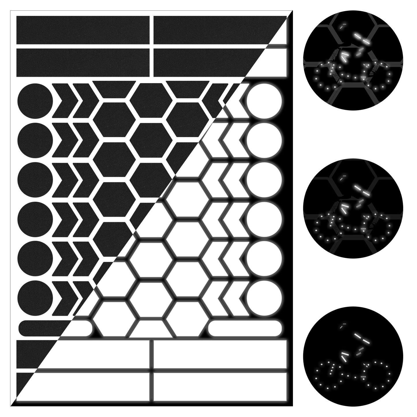 DOPENDPI 67PCS Black Reflective Tape, Reflective Stickers for Helmet Motorcycle Helmet Decals Motorcycle Helmets Stickers Night Visibility Safety Decal for Night Riding Waterproof(black)