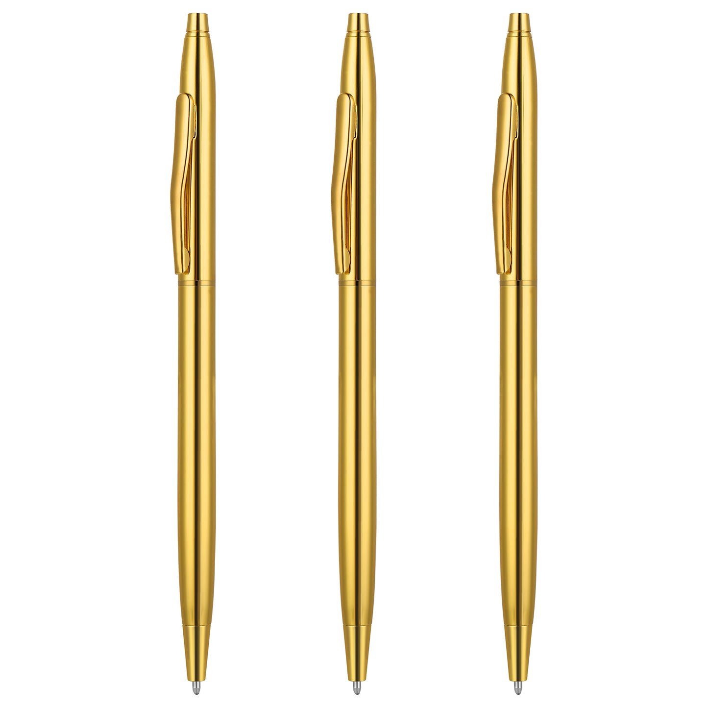 Molain Metal Ballpoint Pens, 3 Pack Slim Stainless Steel Metallic Retractable Pens Black Ink Gold Pen Nice Gift for Business Office Students Teachers Wedding Christmas (Gold) (545867-SALZZ-C)
