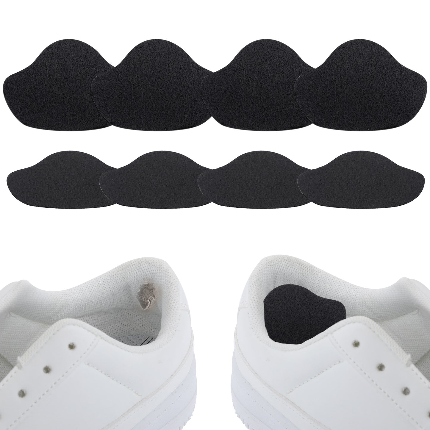 cobee 4 Pairs Shoe Glue Sole Repair, Shoe Hole Leather Repair Tool, Self-Adhesive Leather Repair Piece Heel Protector Suitable for Sports Shoes, Leather Shoes, High Heels Shoe Hole Repair Kit(Black)