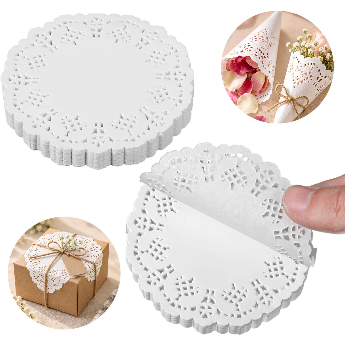 Molain 300Pcs Paper Doilies, 3.5 Inch White Lace Round Doilies for Plates