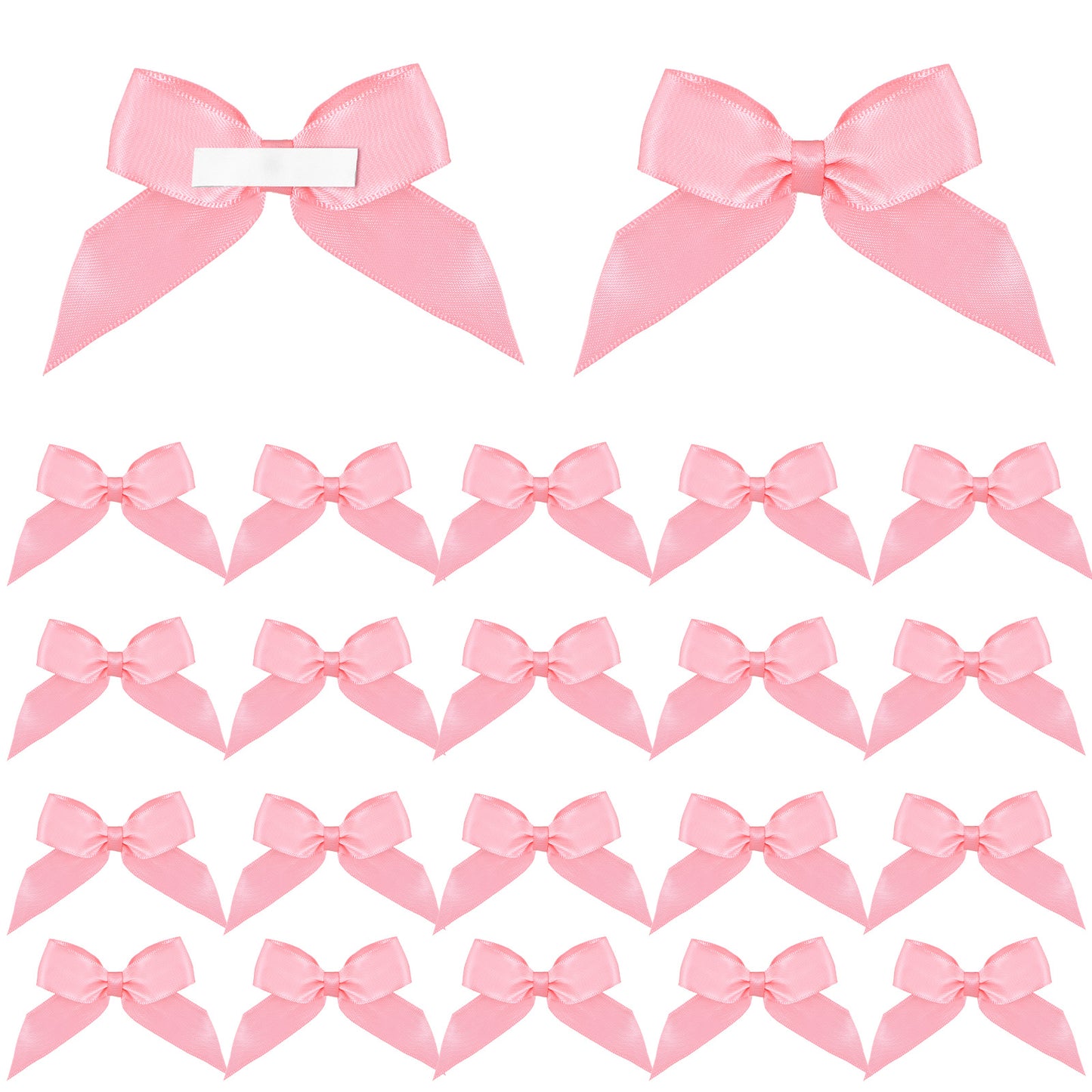 GEEHUA 20Pcs Pink Satin Ribbon Bows, 4.3inch Self-Adhesive Craft Bows Mini Gift Wrap Bow Premade Tiny Bowknot for Making Crafts Birthday Party Wedding Decorations