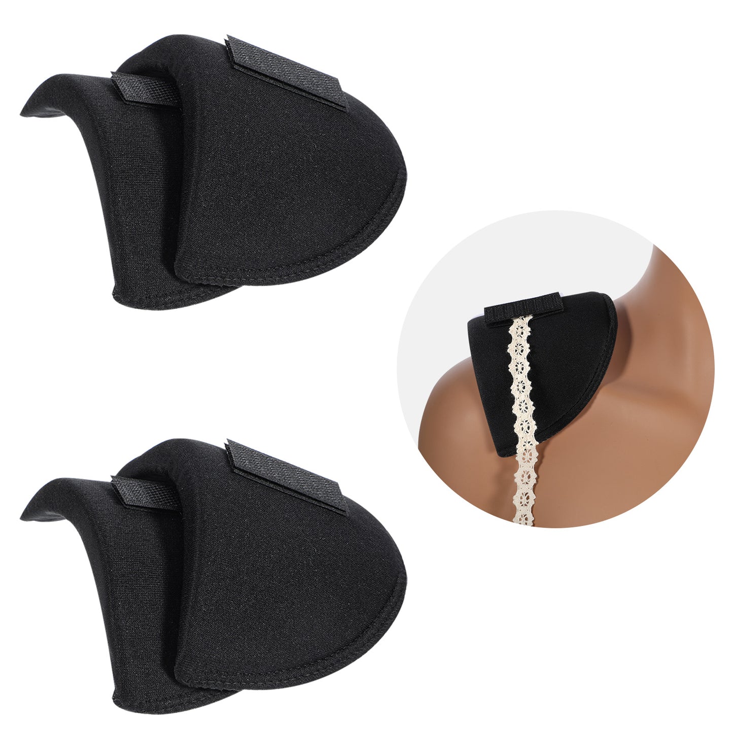 TIESOME 2 Pairs Shoulder Pads, Thickening 1.5cm Foam Shoulder Pads for Women Clothing Breathable Set-in High Low Shoulders Pad for Sloping High Low Shoulders Blazer Suit T-Shirt (Black)
