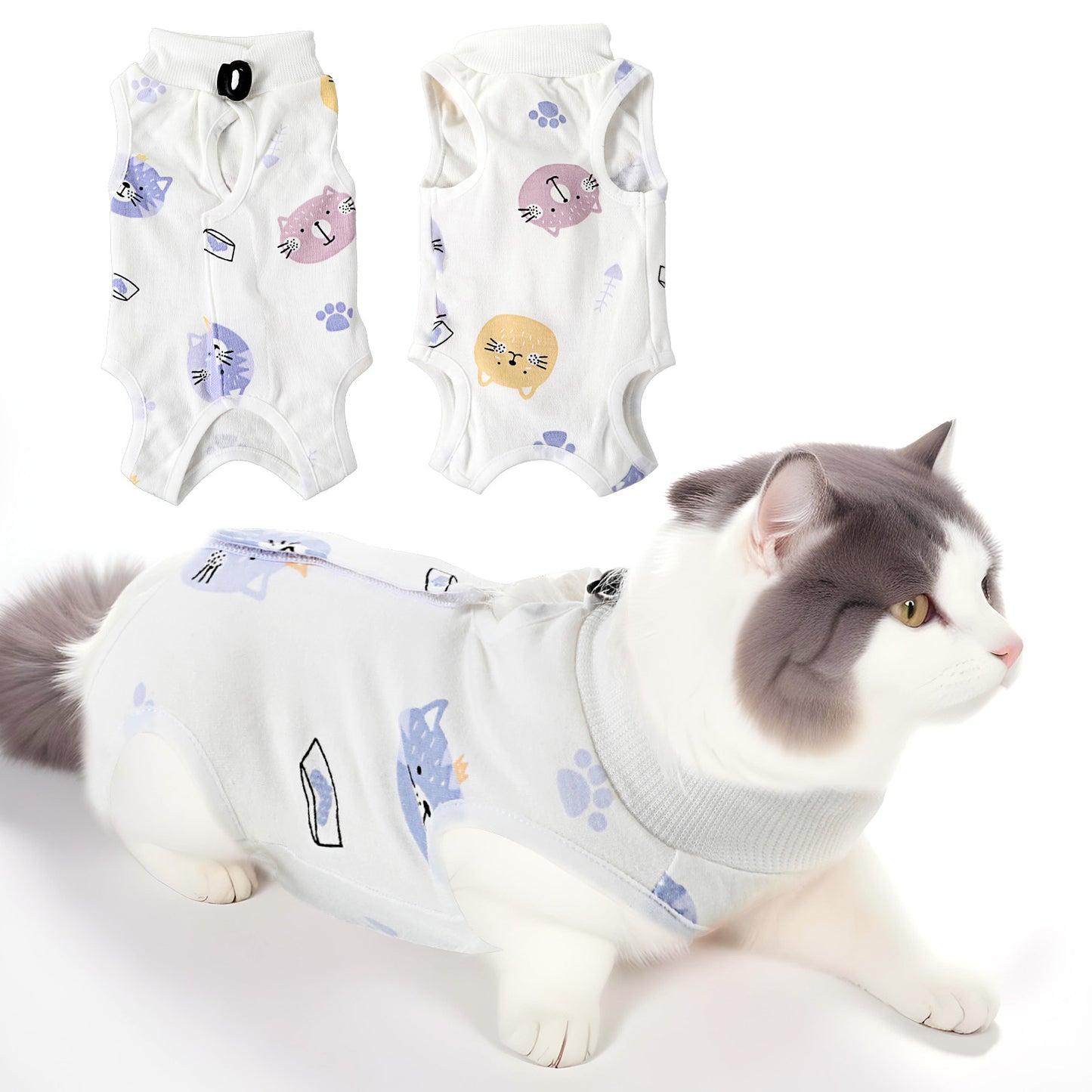 Yuanchu Cat Recovery Suit, Breathable Cat Surgery Recovery Suit Abdominal Wounds or Skin Diseases Surgical Onesie Jumpers for Cats Only Anti Licking Kitten Coat after Spaying(M)