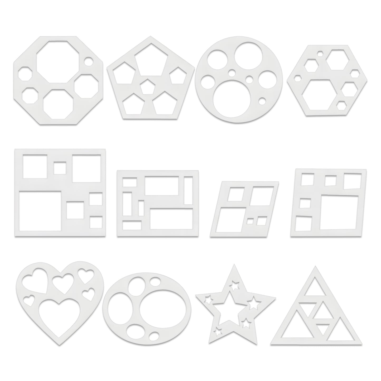 JJUNW 12 Pcs Geometric Stencils, Art Painting Template, Drawing Shape Templates Simple Painting-Stencils Drawing-Stencil Template Set for Toddlers Preschooler Drawing DIY Craft