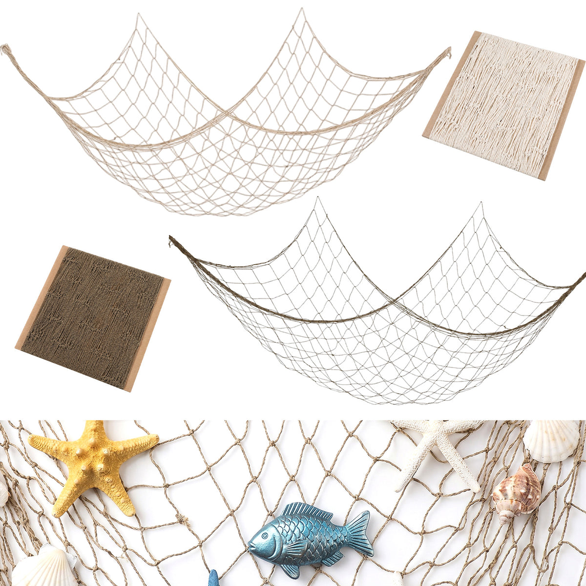 simarro 2Pcs Decorative Fishing Net, 2xI m Large Fish Net Decor for Party