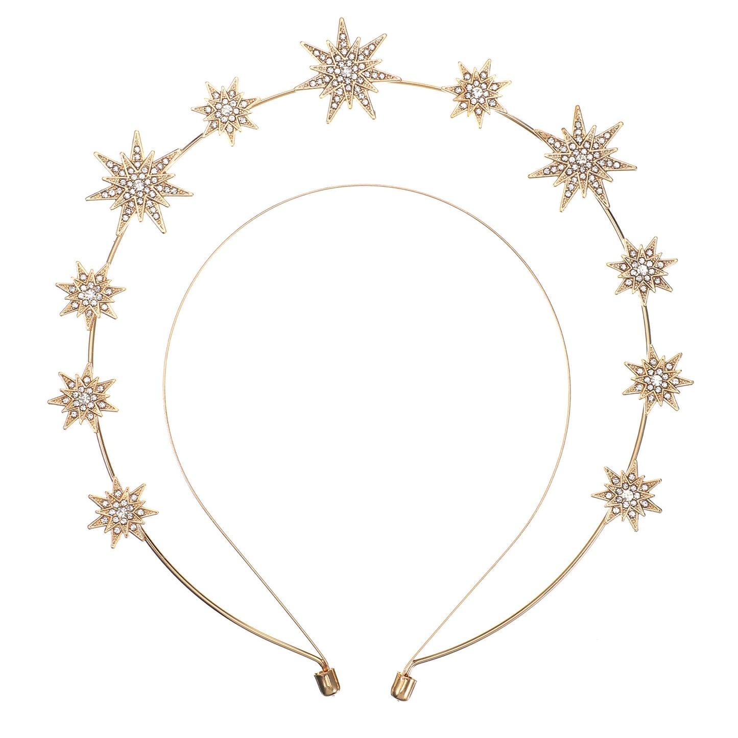 cobee Gold Halo Headband, Star Halo Crown Gold Rhinestone Goddess Headpiece Giltter Star Goddess Crown Headband Hair Accessories for Women Bridal Wedding Cosplay Partycobee