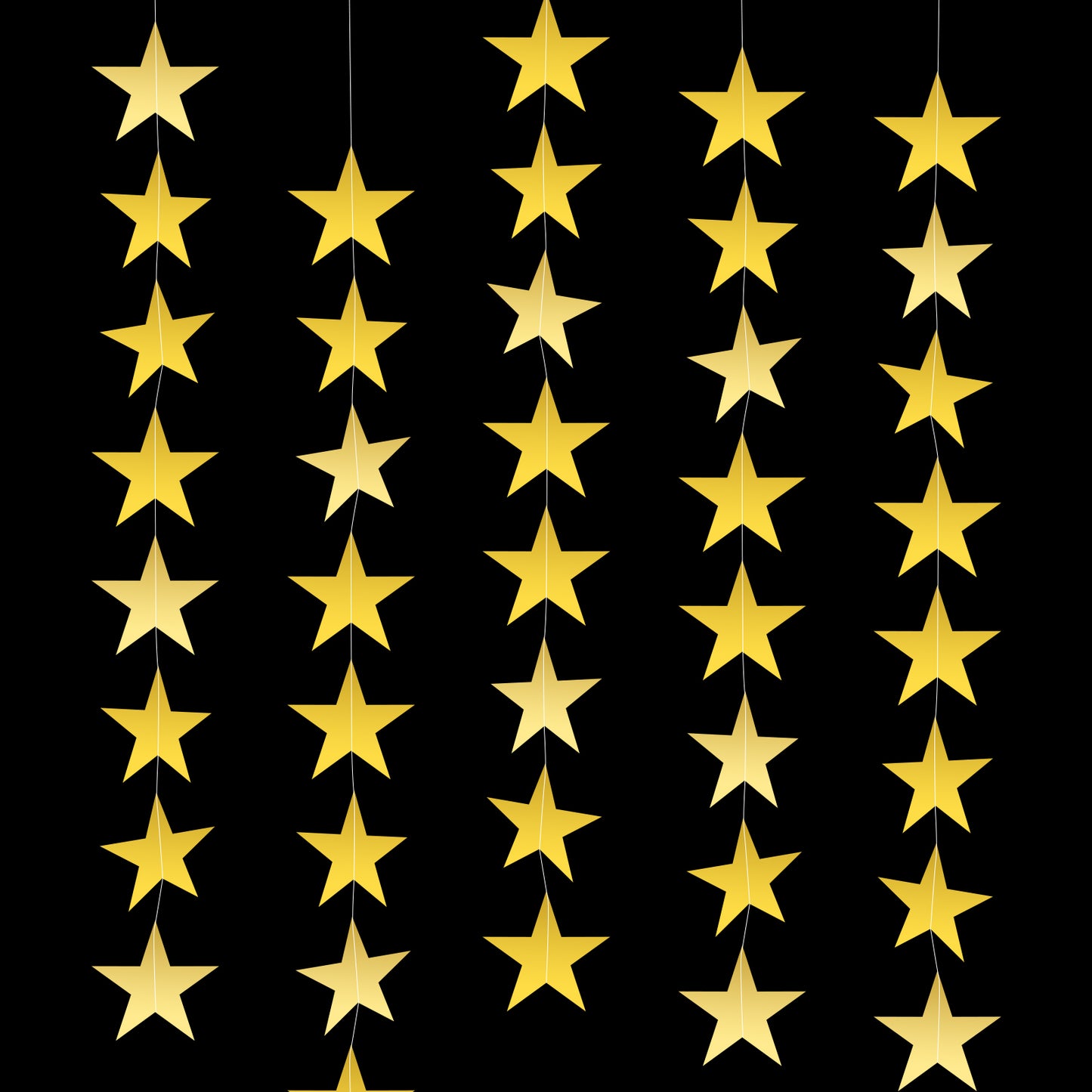 DOPENSPI 16m Glitter Gold Star Garland Banner, 4PCS Double Side Star Hanging Bunting Banner Hanging Paper Decorations Backdrop for Birthday Wedding Christmas Holiday Party(Gold)