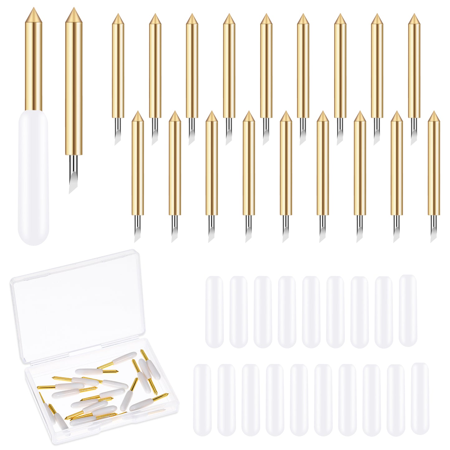 JIEYAO 20Pcs Premium Fine Point Blade, Niantime Replacement Cutting Blades, Compatible with Maker/Maker 3 Cutting Machines Explore Air/Air 2/Explore Air 3 Fine Point Blade Replacement with Storage Box