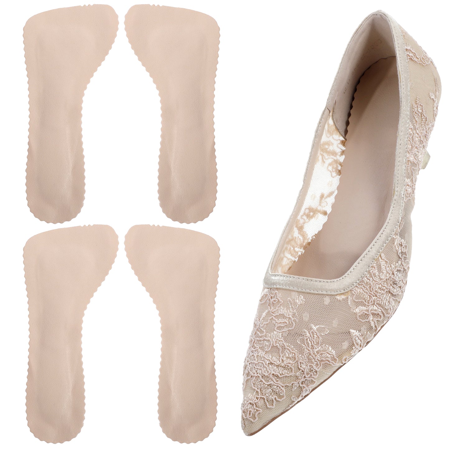 TIESOME 3/4 High Heel Inserts for Women, 2 Pairs Invisible High Heel Cushion Insoles Adhesive Arch Support Inserts Non-Slip Slim Inserts Liners Comfort Shoe Pads for Sandal Flats High Heels(Skin)