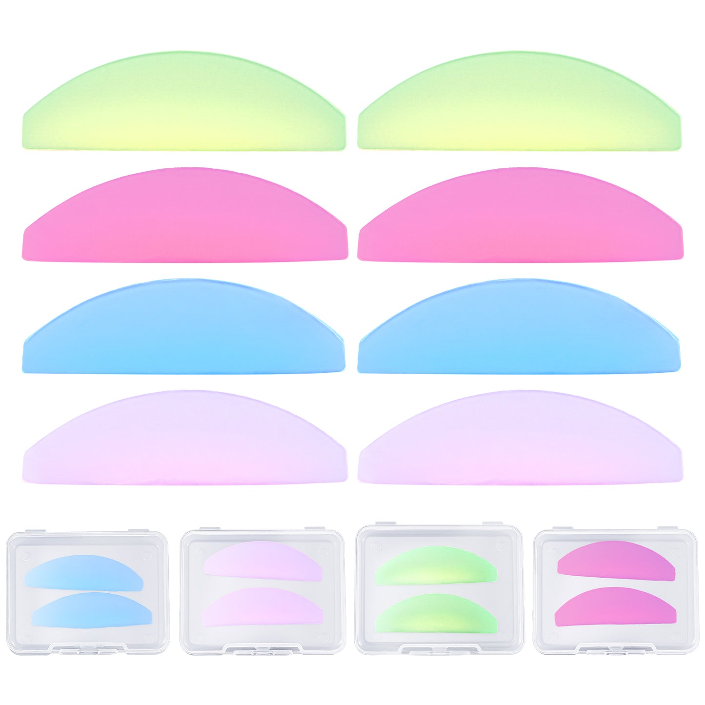 Molain 8 Pcs Flat Lash Lift Shields, Korean Lash Lift Pads Ultra-Thin Self Adhesive Reusable Lashes Lifts Shields Eyelashes Glueless Pad for Salon Perming Glueless Softening Pads (4 Pairs)