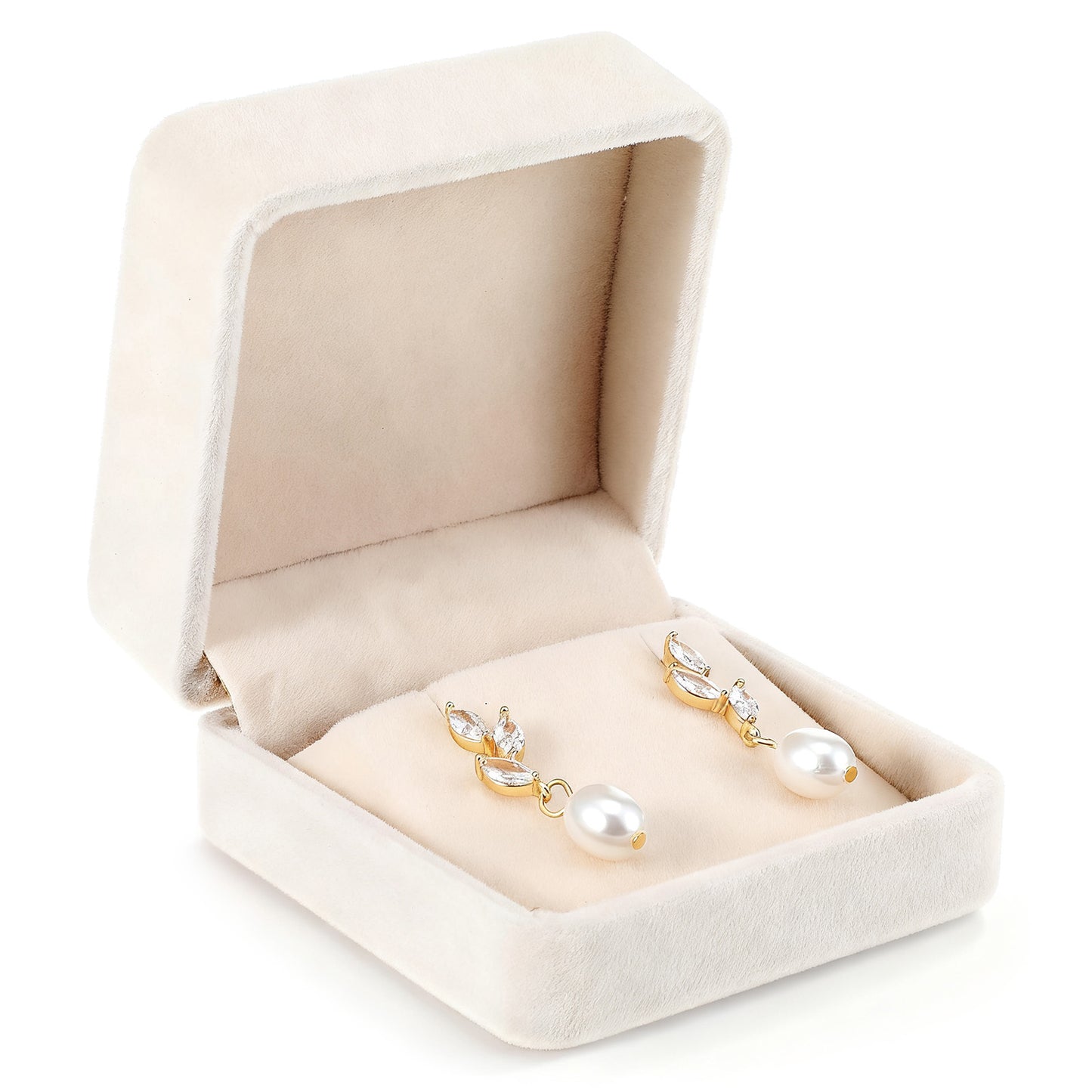 Yuanchu Velvet Earring Gift Box, Elegant Small Jewelry Presentation Case for Stud Earrings Storage Earring Holder Jewellery Box for Wedding Anniversary Birthday Gift(Light Grey)