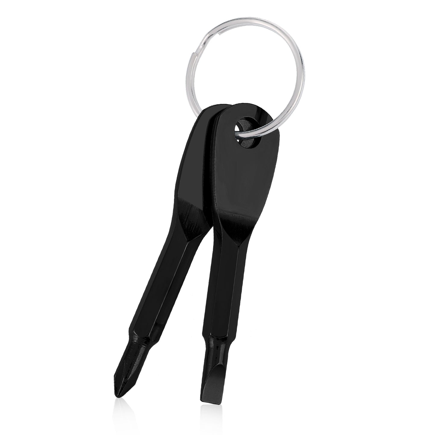 Yuanchu Multi Functional Mini Screwdriver, 2 Pieces Key Chain Screwdriver Set Portable Flathead Phillips Screwdriver Tool Keyring Mini Screwdriver for Men Indoor Outdoor Repair(Black)