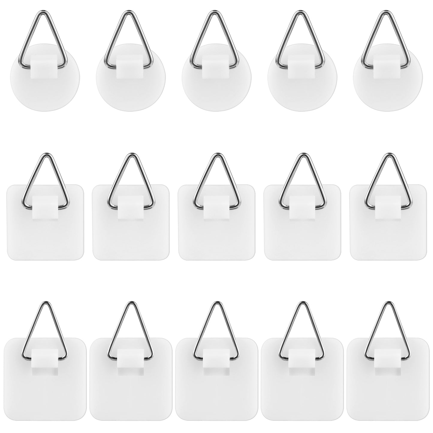 simarro 15PCS Adhesive Picture Hanger, Picture Hanging Hooks Without Nails Invisible Adhesive Wall Hangers Foamboard Plastic Pictures Hanging Hooks for Photo Frame Wall Art Decor(Round Square)