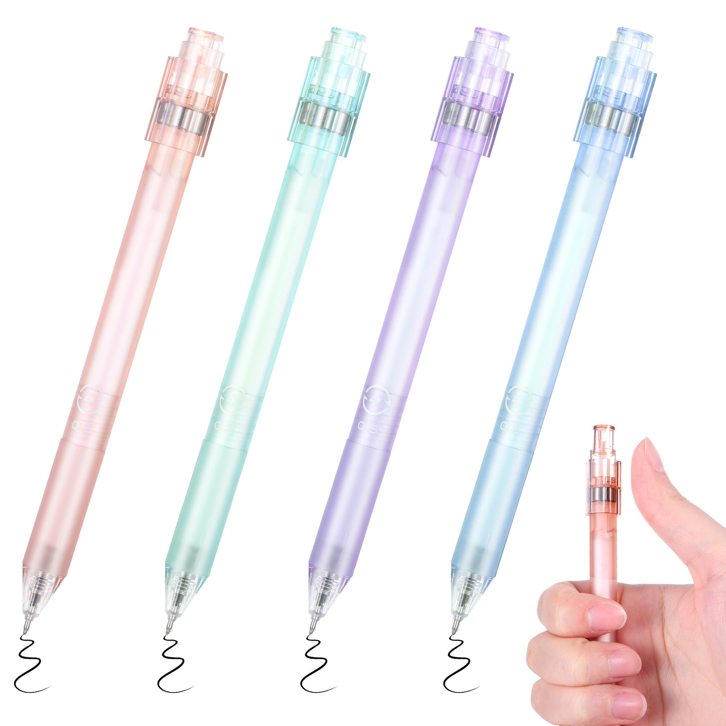 Cobee 4 Pack Gel Pens 0.5mm Retractable Ballpoint Pen Stress Relief Pen Anti Stress Gadget Quick Dry Black Ink Pens Fine Point Smooth Writing for Journaling Office School(Orange, Green, Purple, Blue)